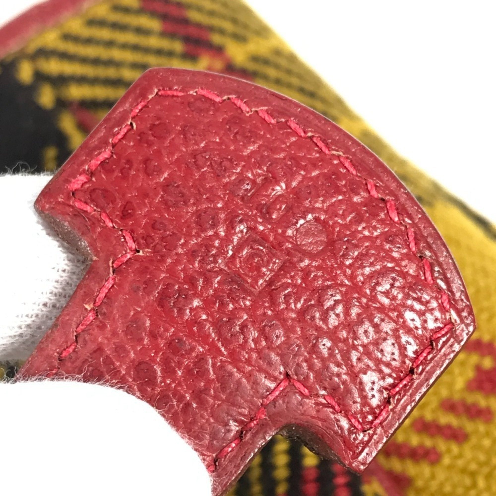 Hermes Green Red Color Yellow Wool Leather Shoulder Bag Tote Bag (Pre-Owned)