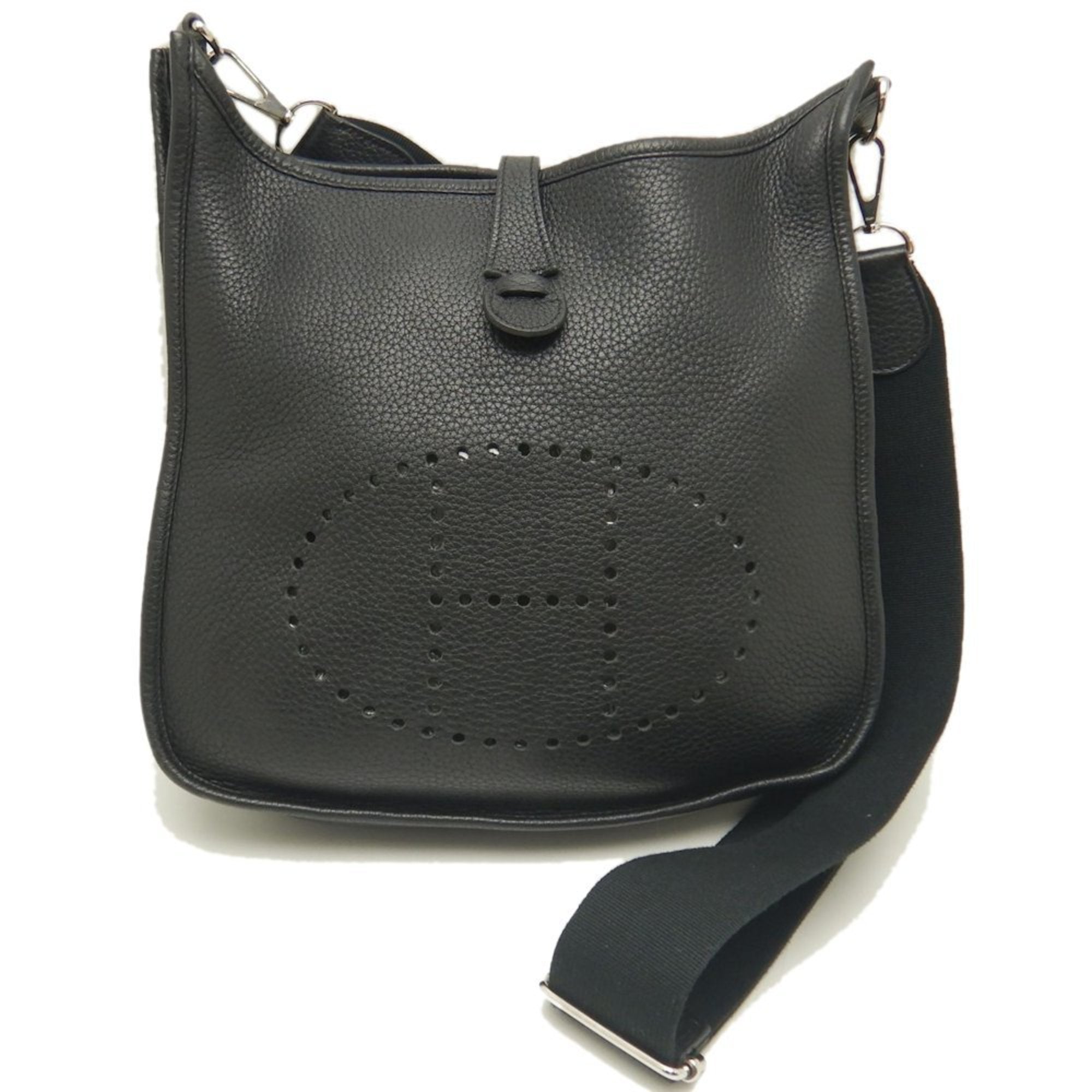 Hermes Black Taurillon Clemence Leather Shoulder Bag (Pre-Owned)
