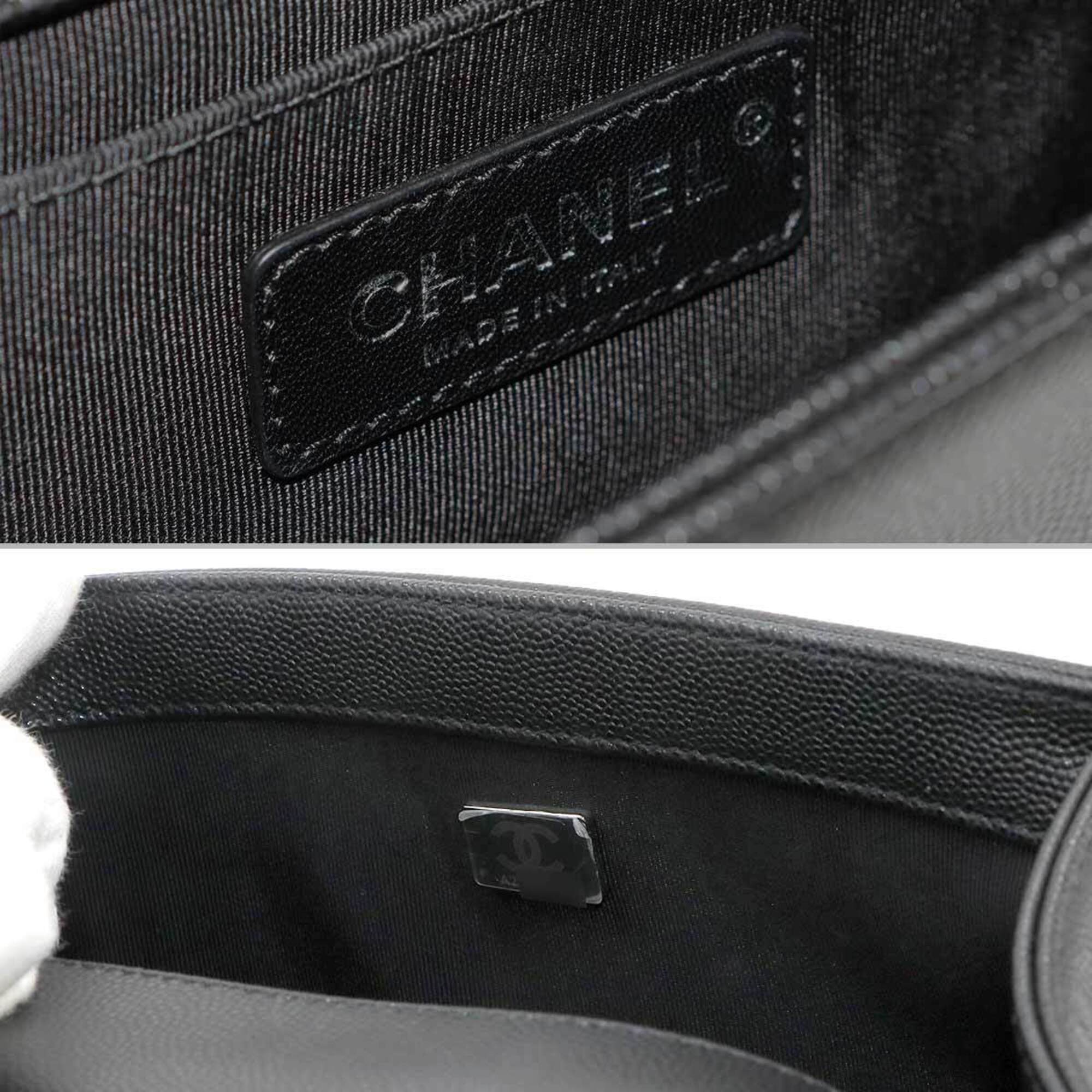 Chanel Black Grained Calfskin Handbag Shoulder Bag (Pre-Owned)