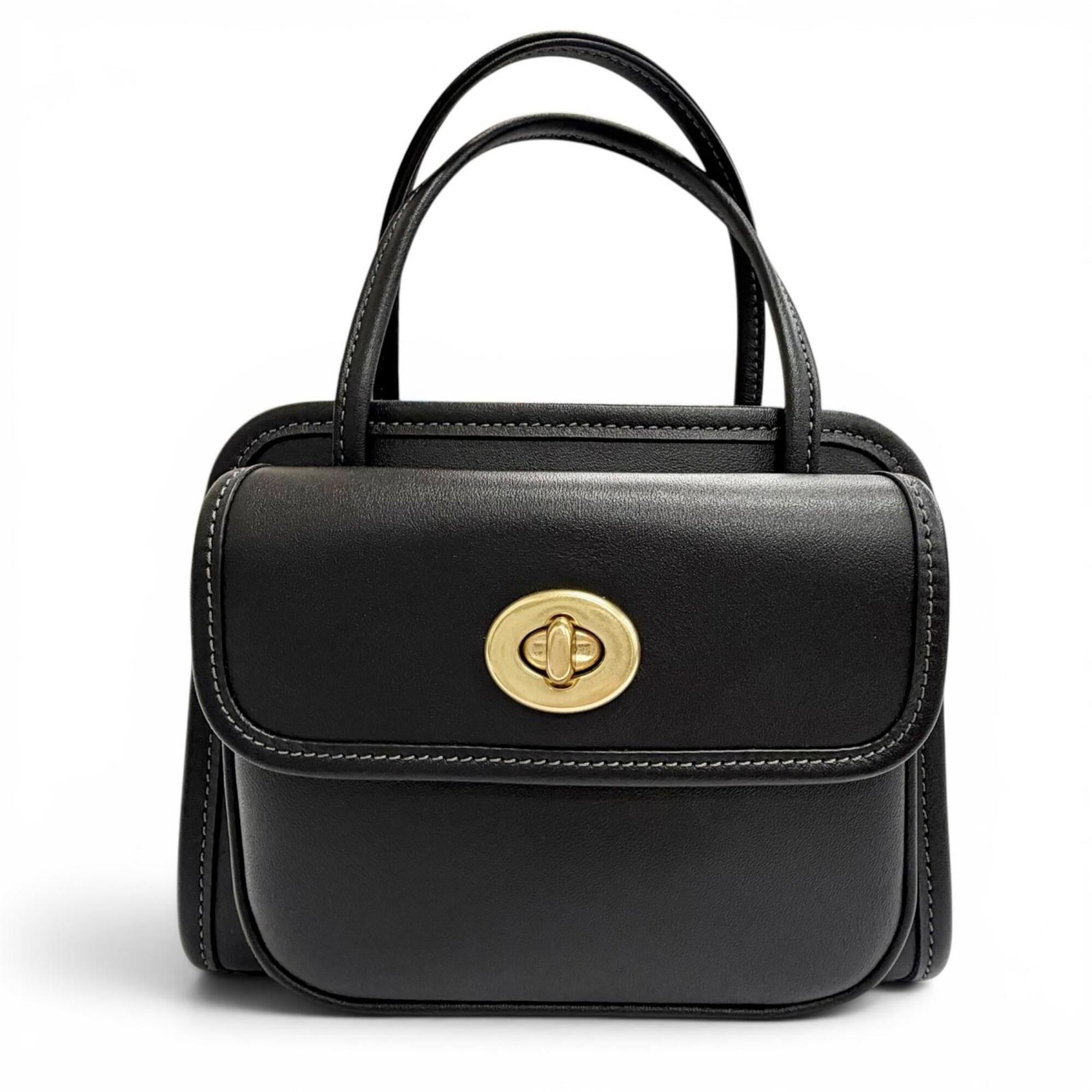 Coach Black Leather Shoulder Bag Tote Bag (Pre-Owned)