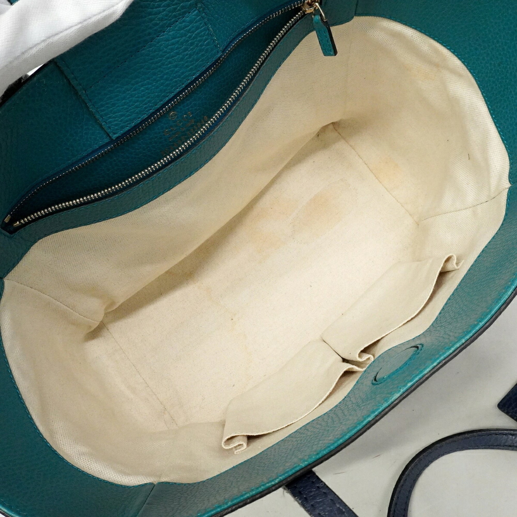 Gucci Navy Leather Tote Bag (Pre-Owned)
