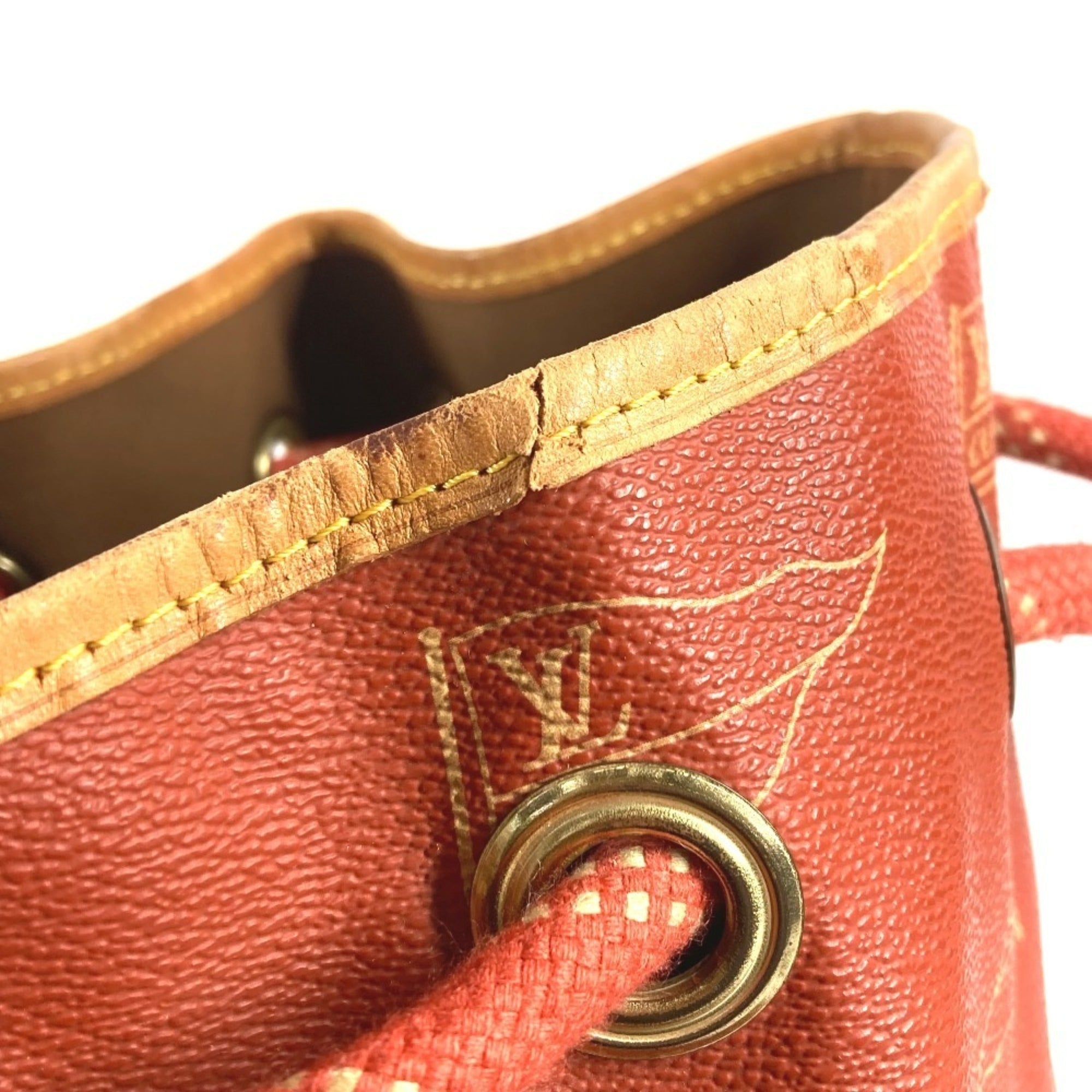 Louis Vuitton Orange Leather Canvas Shoulder Bag (Pre-Owned)