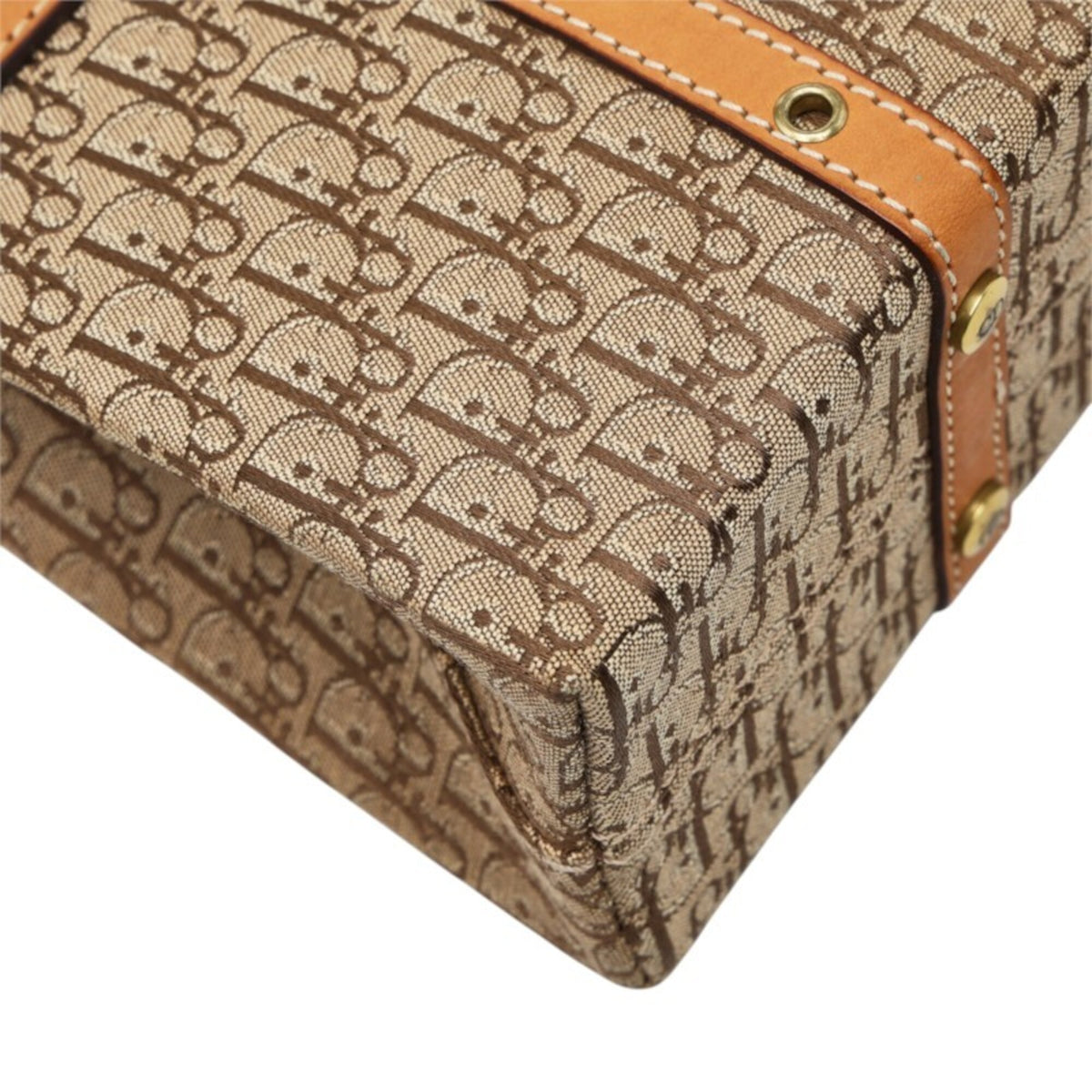 Christian Dior Trotter Beige Brown Canvas Leather Handbag Shoulder Bag (Pre-Owned)