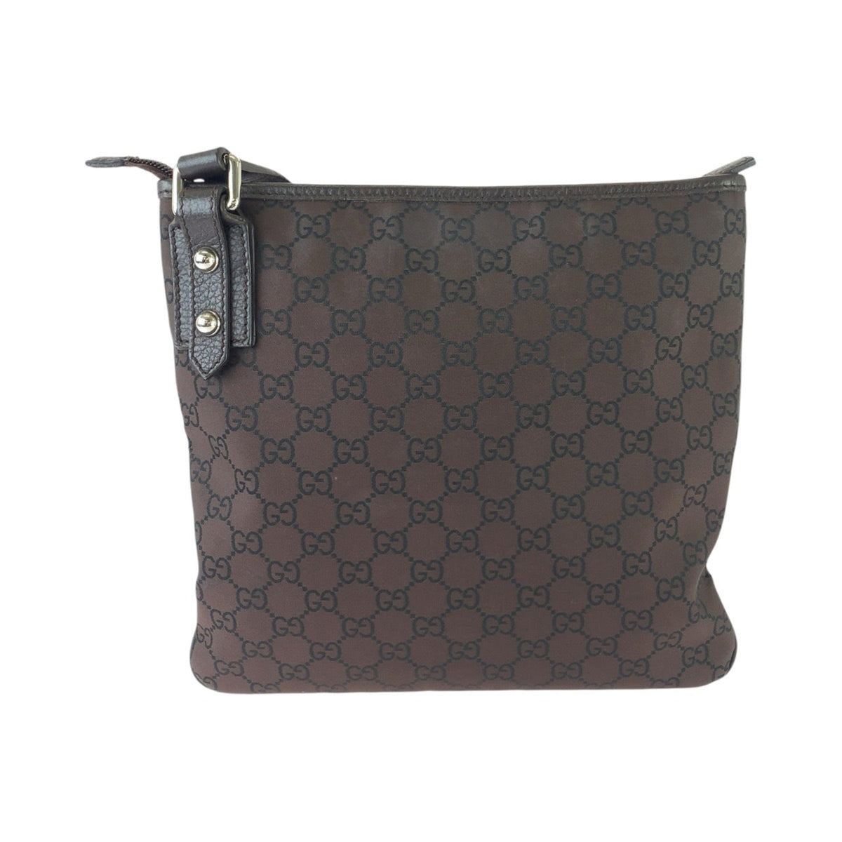 Gucci Brown Nylon Leather Messenger Bag Shoulder Bag (Pre-Owned)