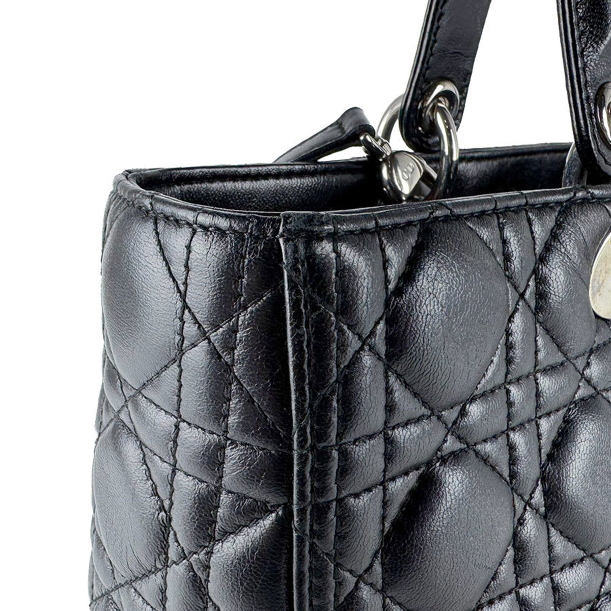 Christian Dior Black Leather Handbag Shoulder Bag (Pre-Owned)