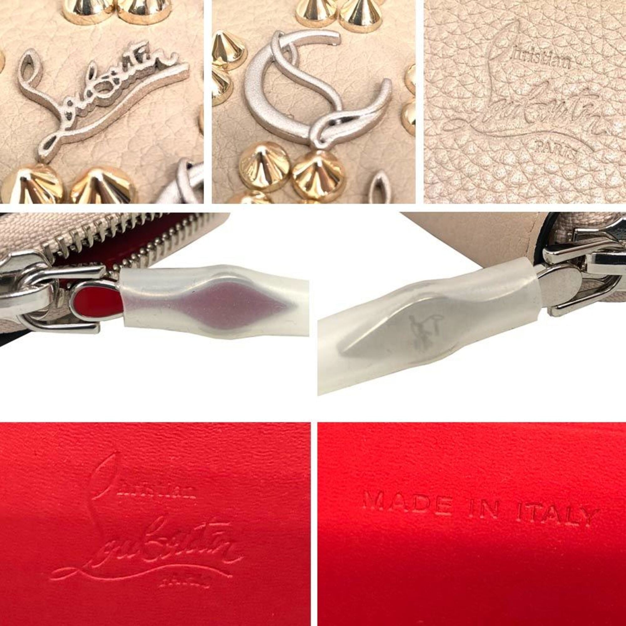 Christian Louboutin Beige Leather Coin Purse/Coin Case (Pre-Owned)