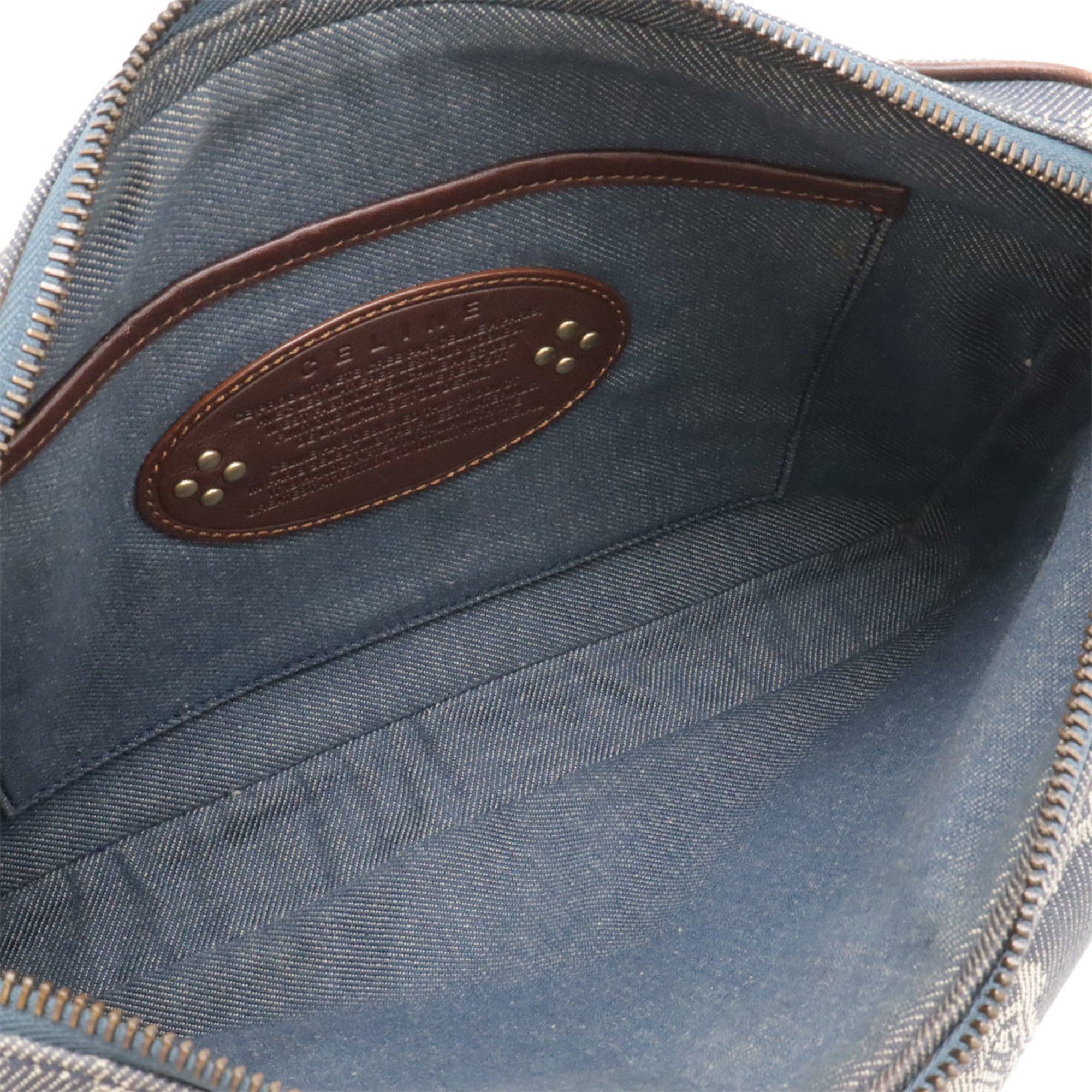 Celine Blue Brown Denim Leather Shoulder Bag (Pre-Owned)
