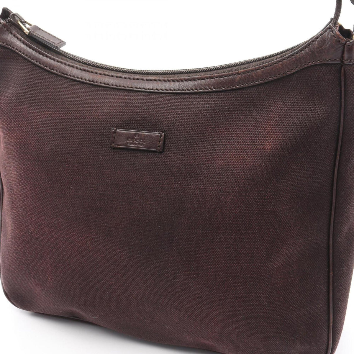 Gucci Brown Canvas Leather Handbag Shoulder Bag (Pre-Owned)