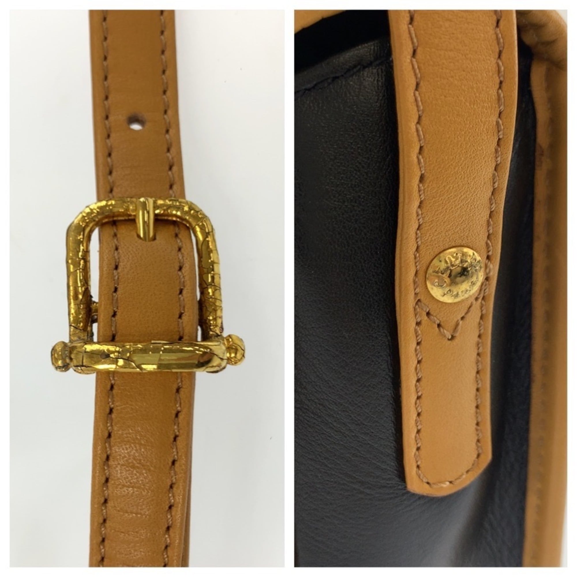 Celine Black Brown Leather Pochette Shoulder Bag (Pre-Owned)