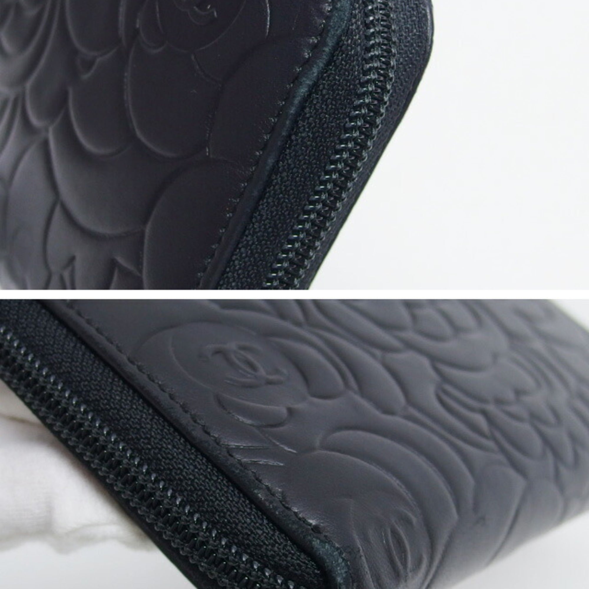 Chanel Black Leather Long Wallet (Bi-Fold) (Pre-Owned)