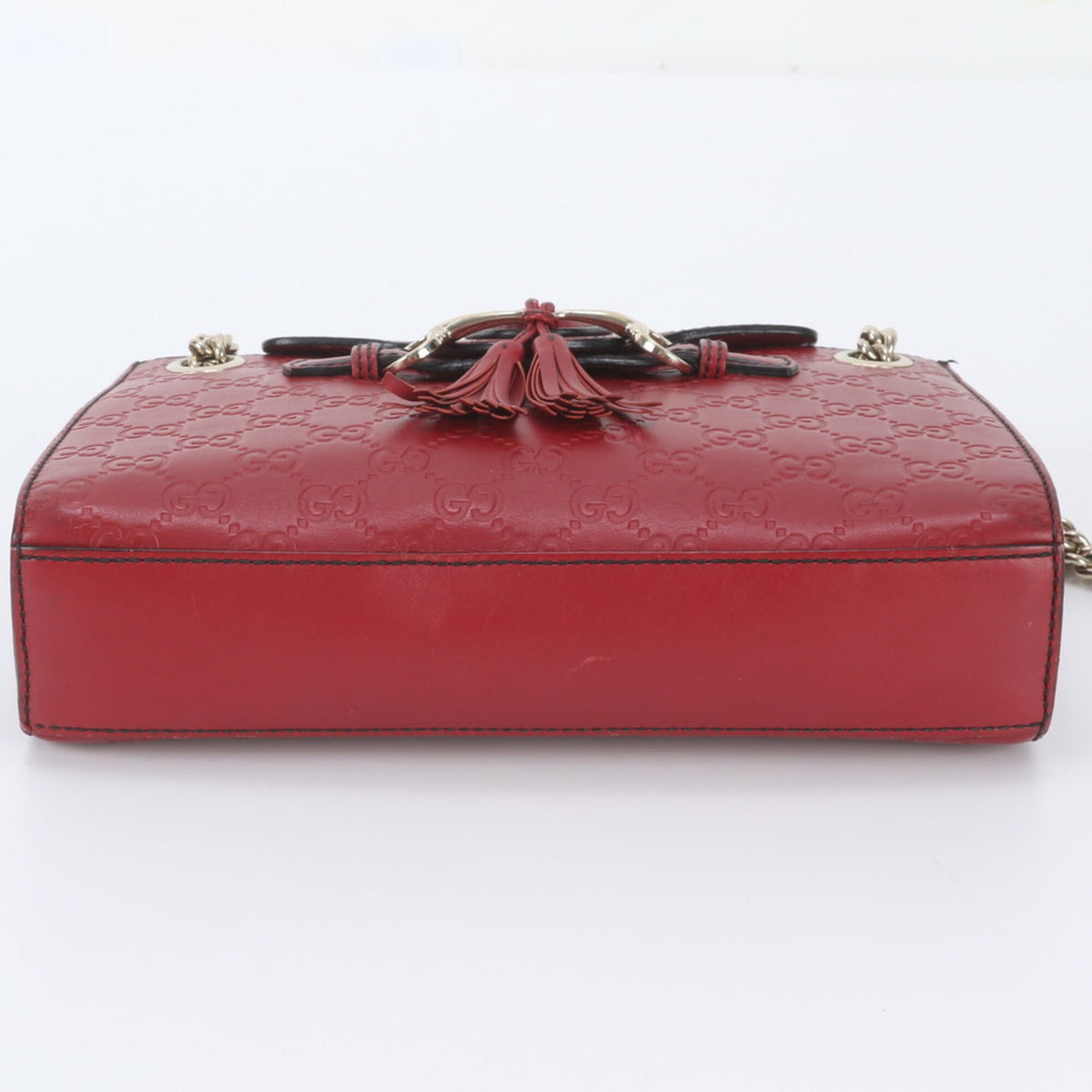 Gucci Red Color Leather Shoulder Bag Tote Bag (Pre-Owned)
