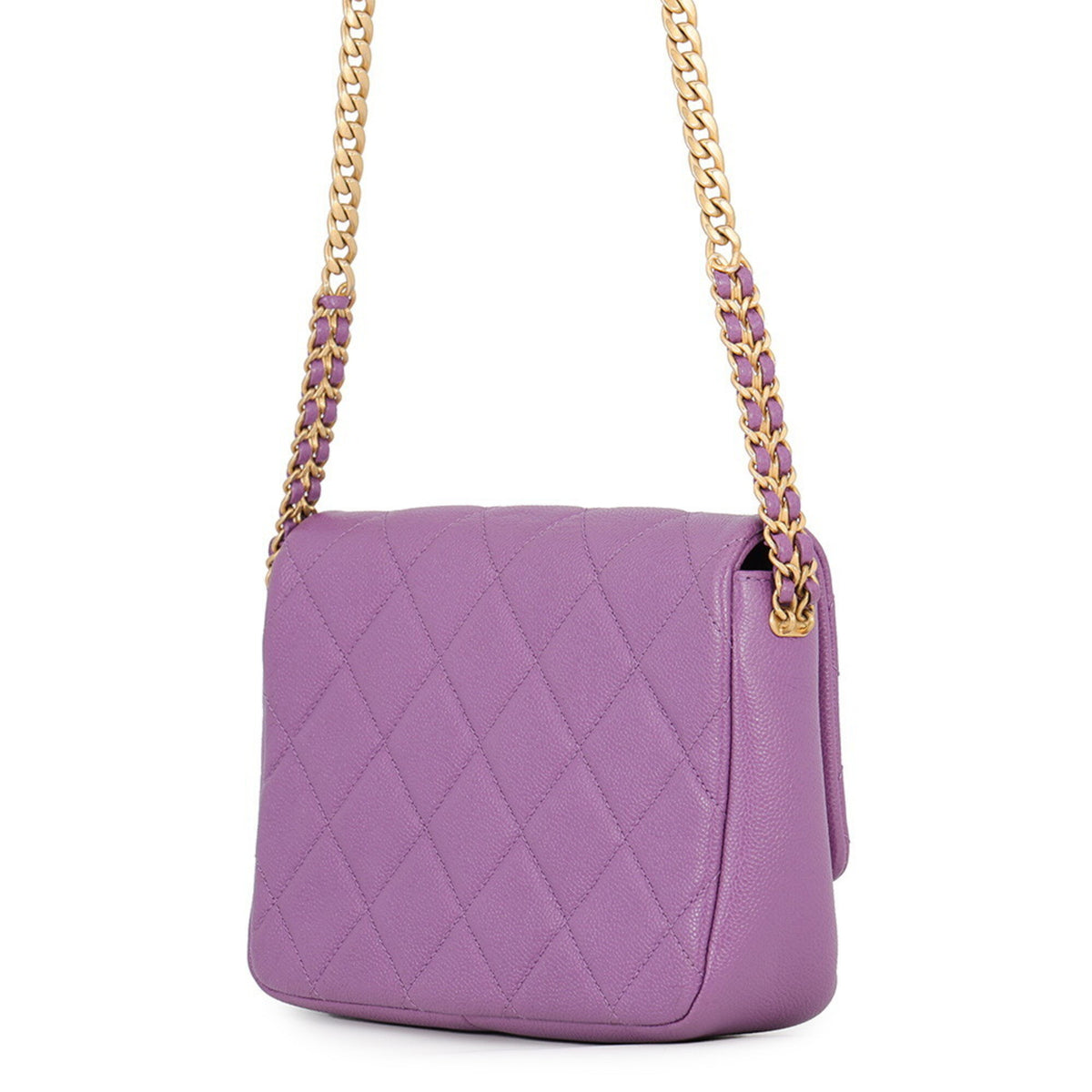 Chanel Matelasse Purple Grained Calfskin Shoulder Bag (Pre-Owned)