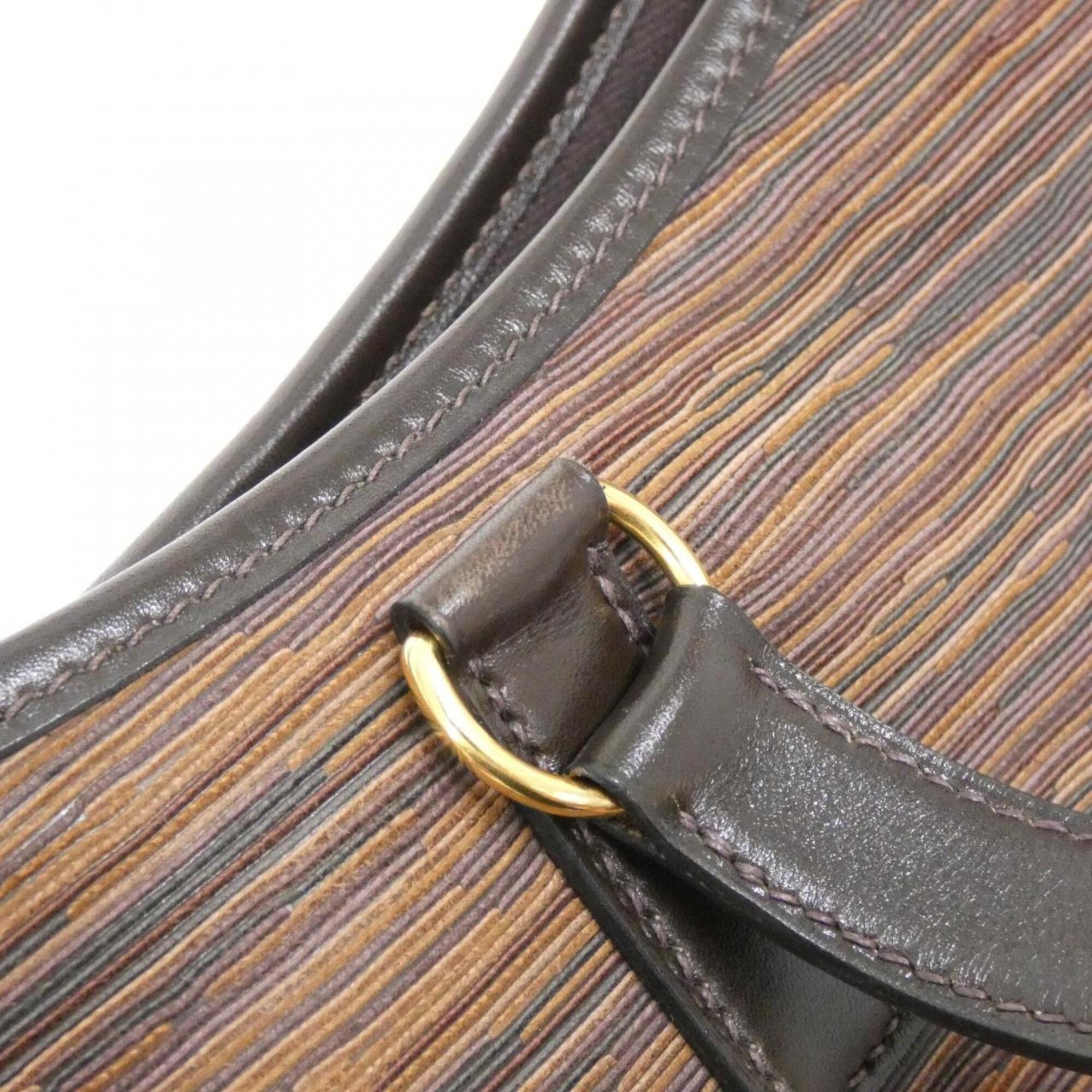 Hermes Chocolat Vibrato Leather Box Calf Leather Shoulder Bag (Pre-Owned)