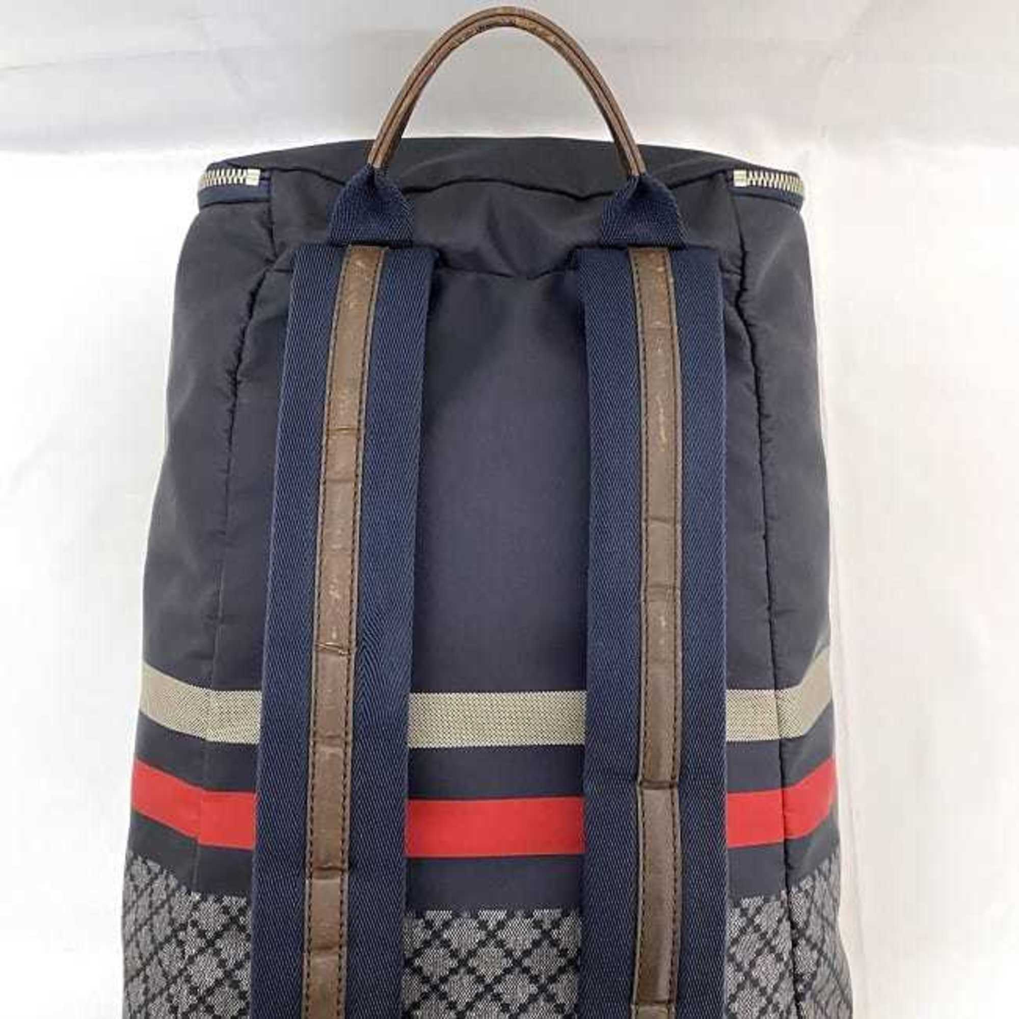 Gucci Diamante Gray Navy Nylon Leather Backpack (Pre-Owned)