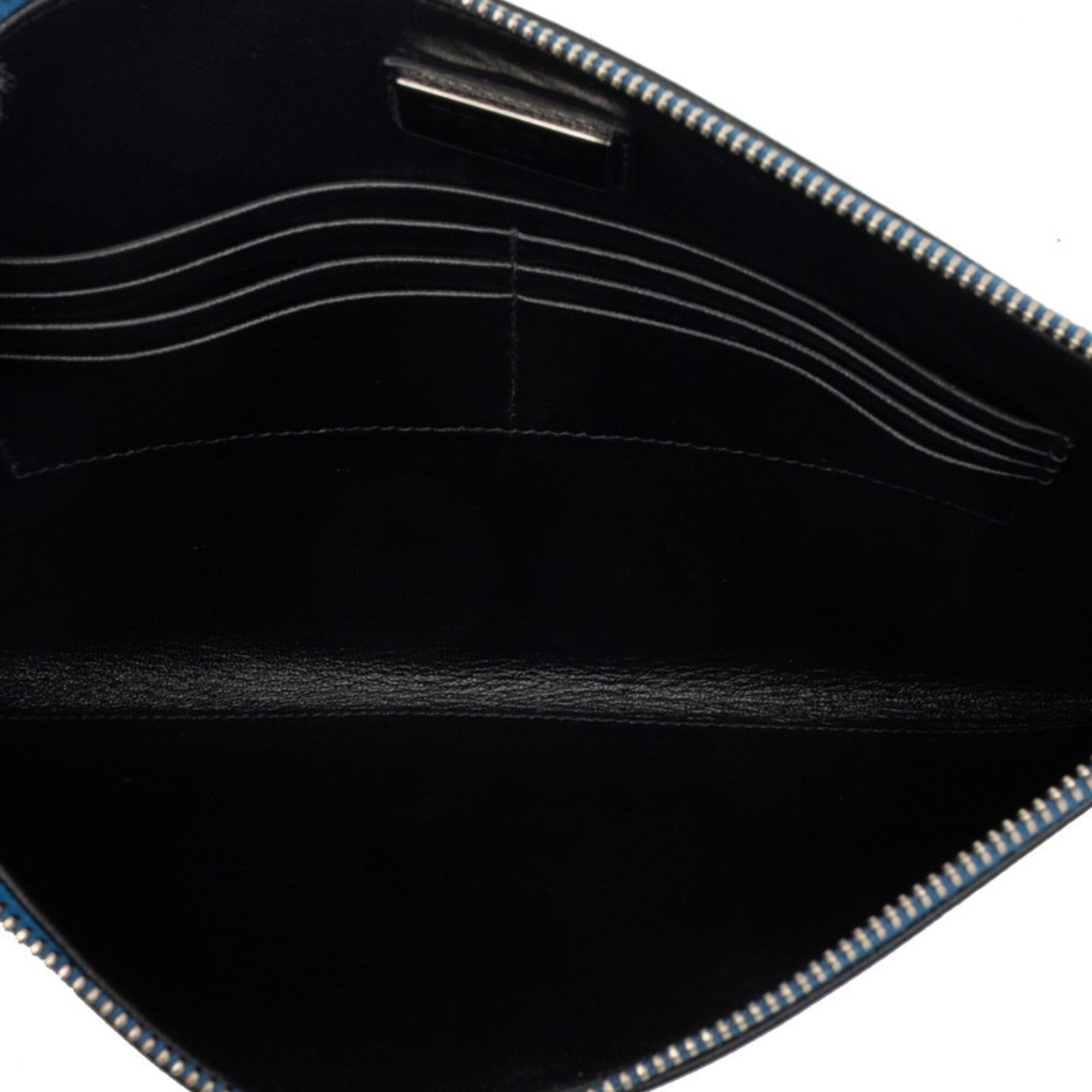 Prada Blue White Saffiano Triangle Leather Clutch Bag Shoulder Bag (Pre-Owned)