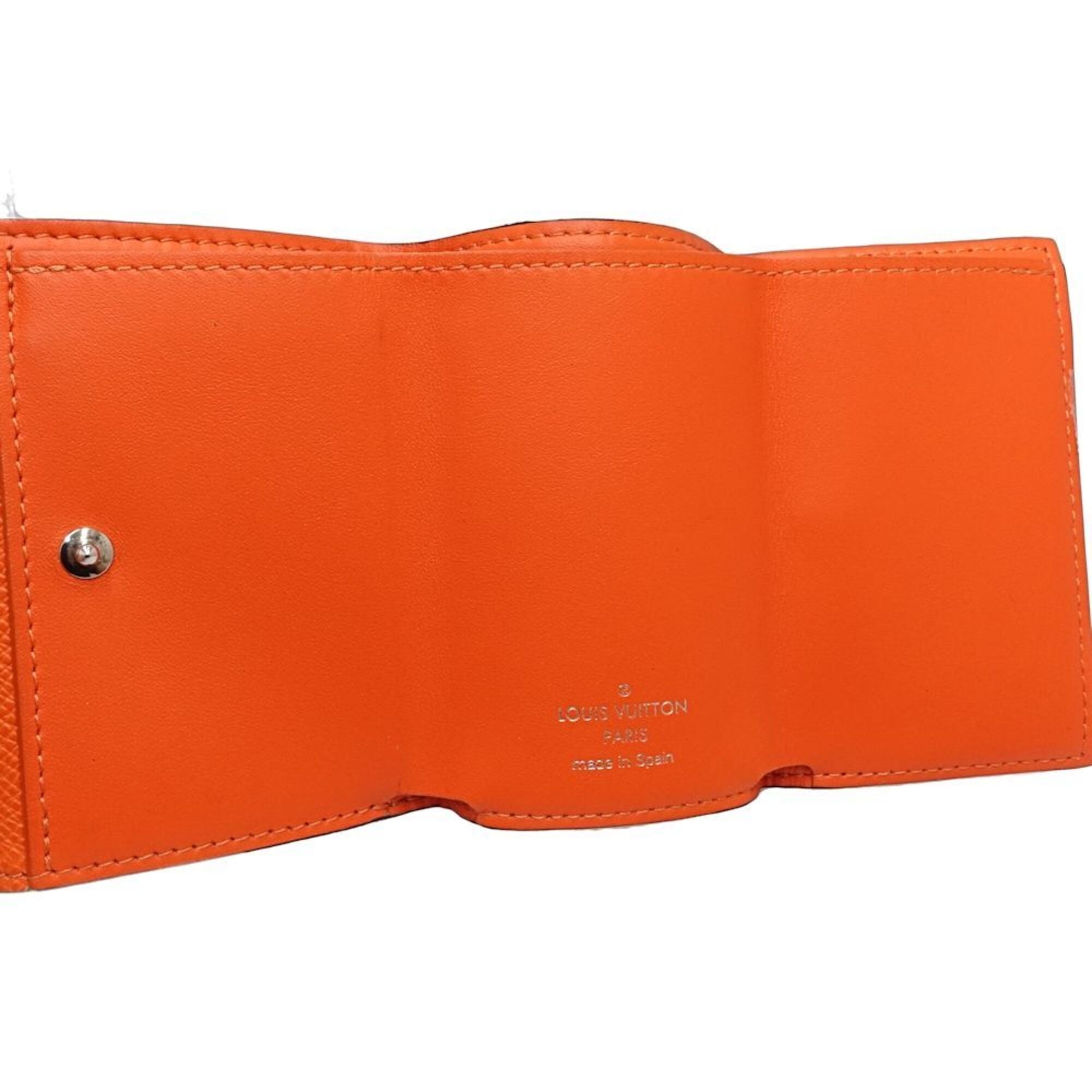 Louis Vuitton Taigarama Orange Leather Wallet (Tri-Fold) (Pre-Owned)