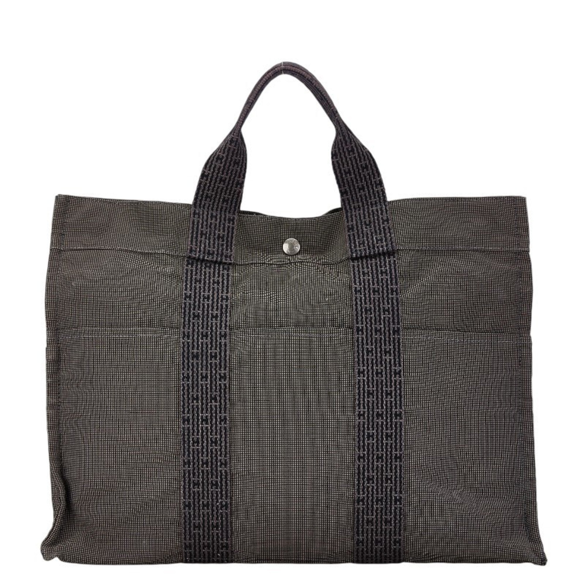 Hermes Gray Canvas Handbag Tote Bag (Pre-Owned)