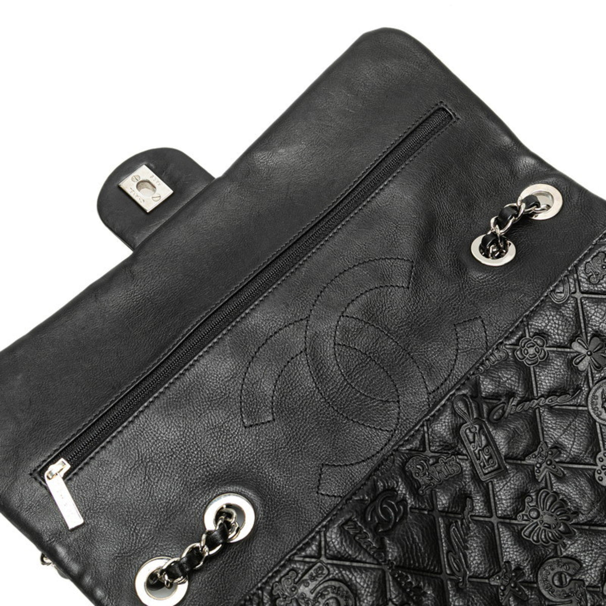 Chanel Black Leather Handbag Shoulder Bag (Pre-Owned)