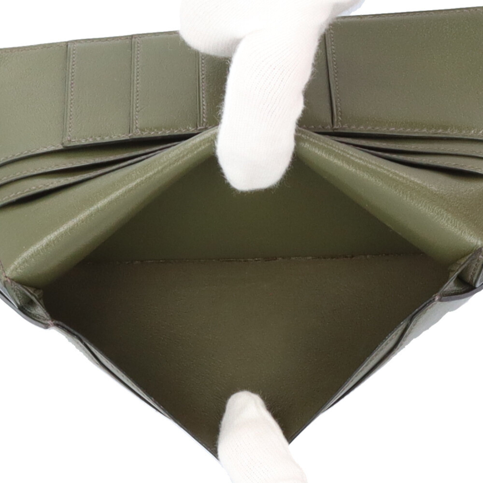 Hermes Green Leather Long Bill Wallet (Bi-Fold) (Pre-Owned)