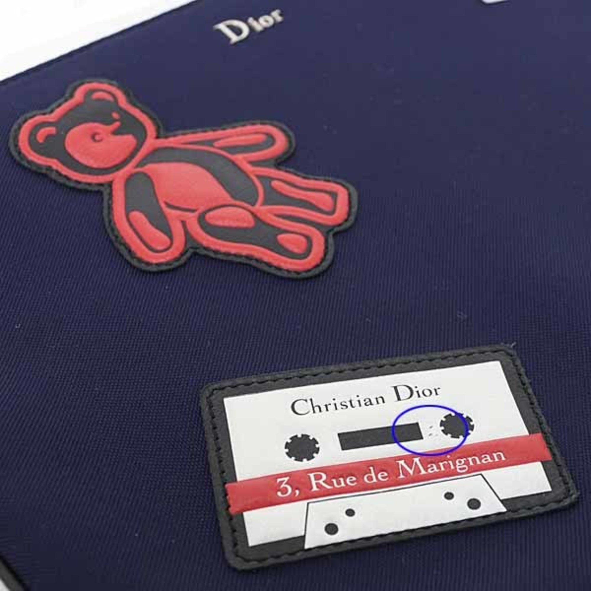 Christian Dior Navy Red Color Nylon Pouch (Pre-Owned)
