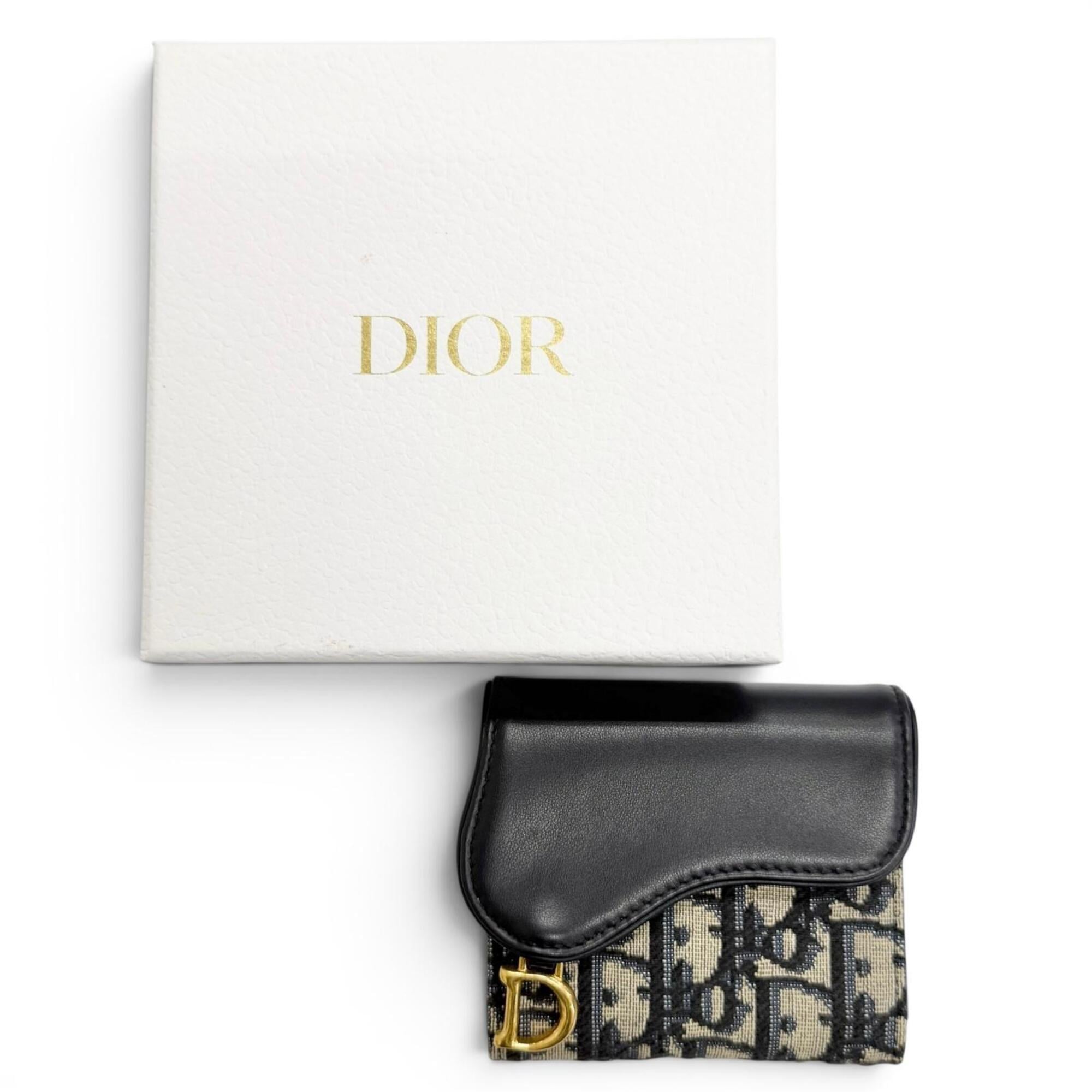 Christian Dior Navy Cotton Leather Wallet (Tri-Fold) (Pre-Owned)