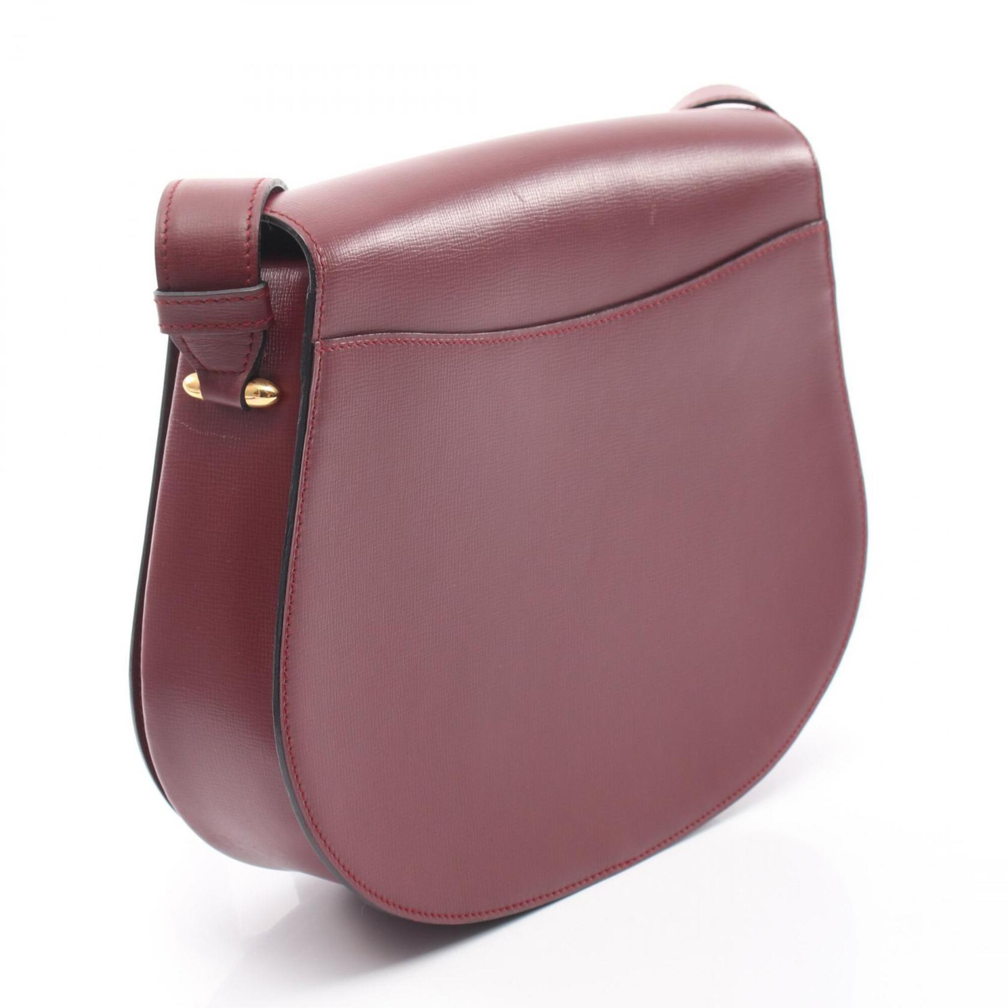 Cartier Bordeaux Leather Handbag Shoulder Bag (Pre-Owned)