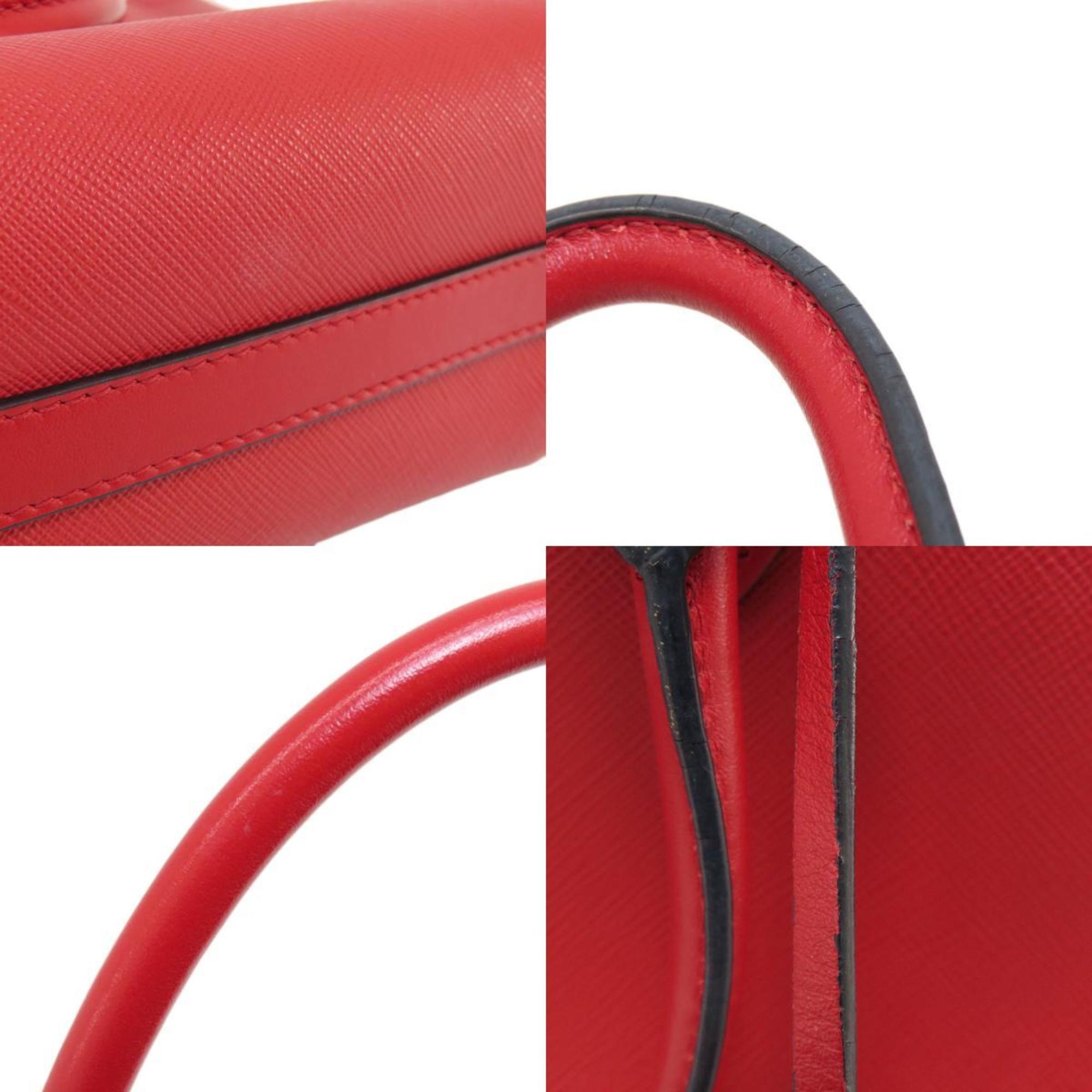 Prada Saffiano Red Color Leather Handbag (Pre-Owned)