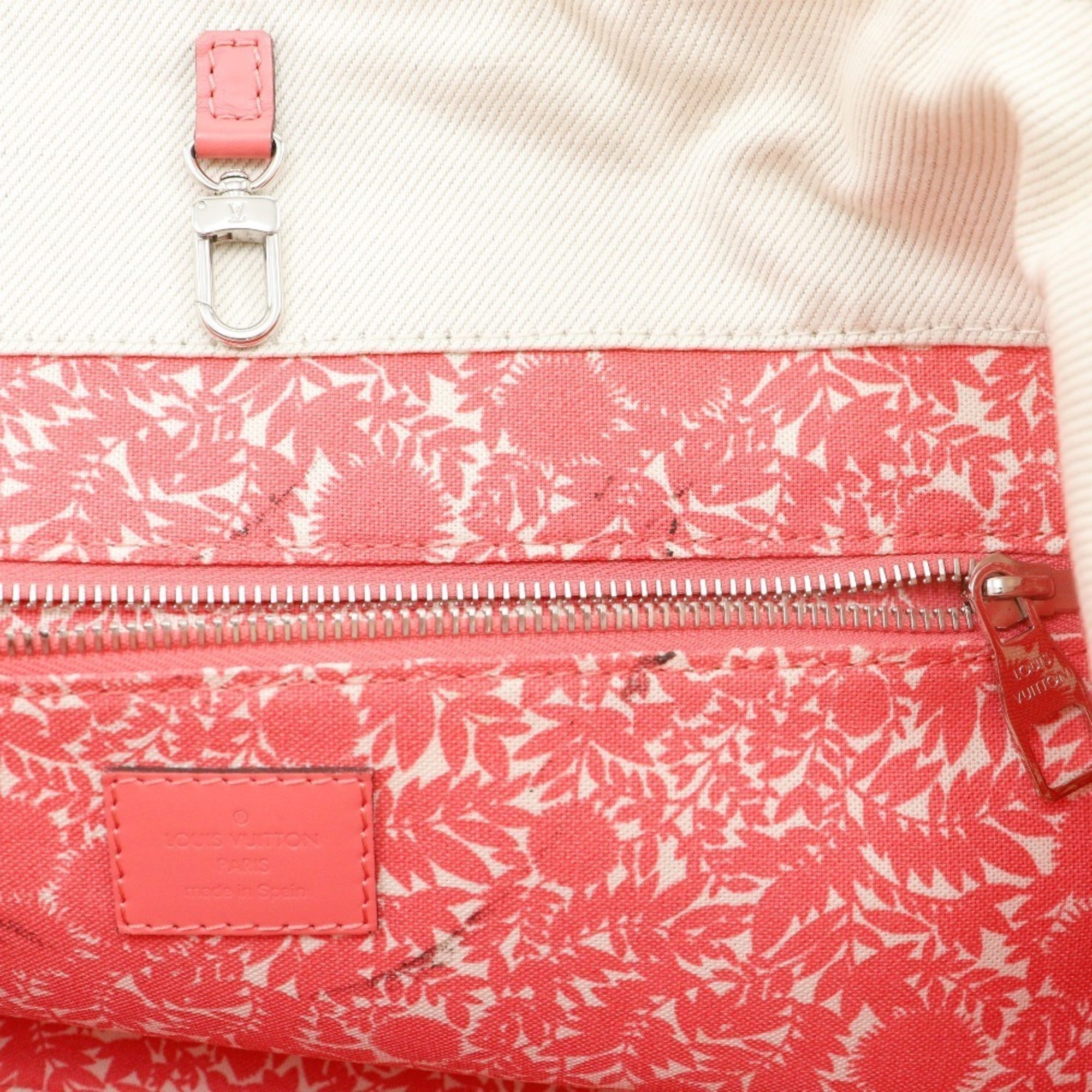 Louis Vuitton Corail Ivory Pink White Canvas Tote Bag (Pre-Owned)