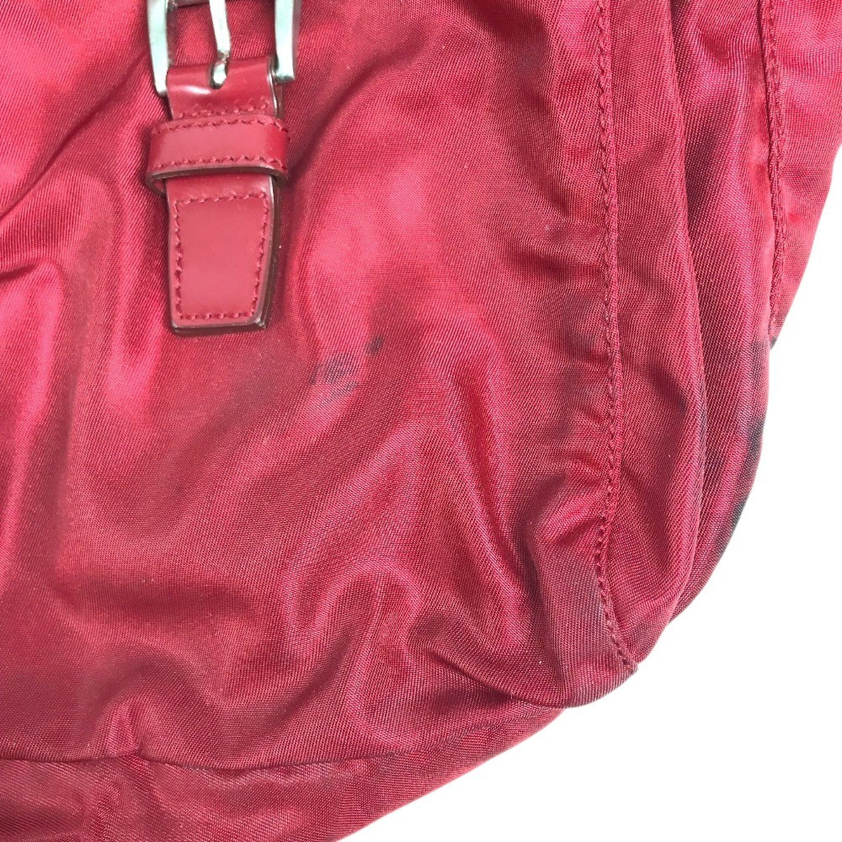 Prada Bordeaux Red Color Nylon Shoulder Bag (Pre-Owned)