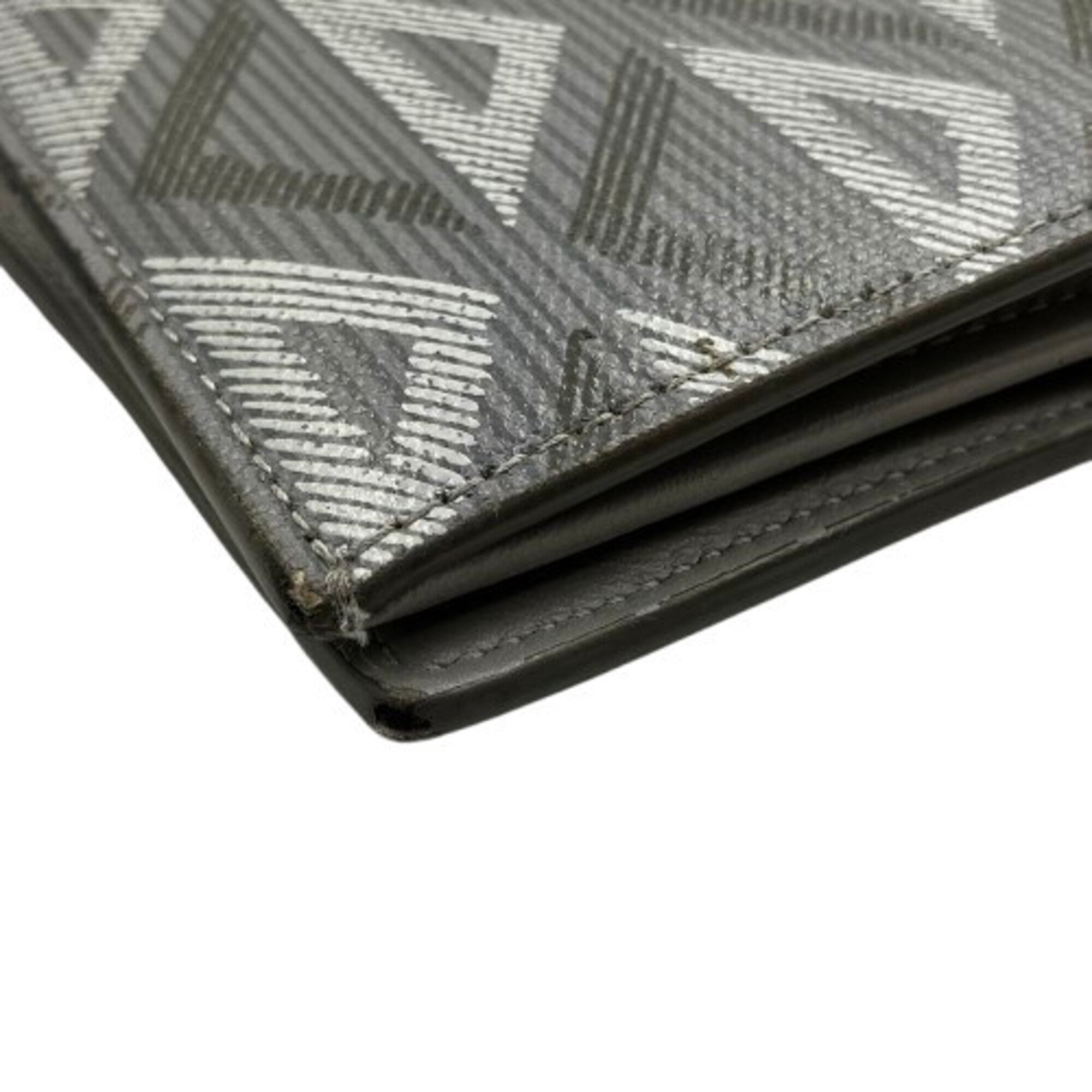 Christian Dior Gray Leather Long Wallet (Bi-Fold) (Pre-Owned)