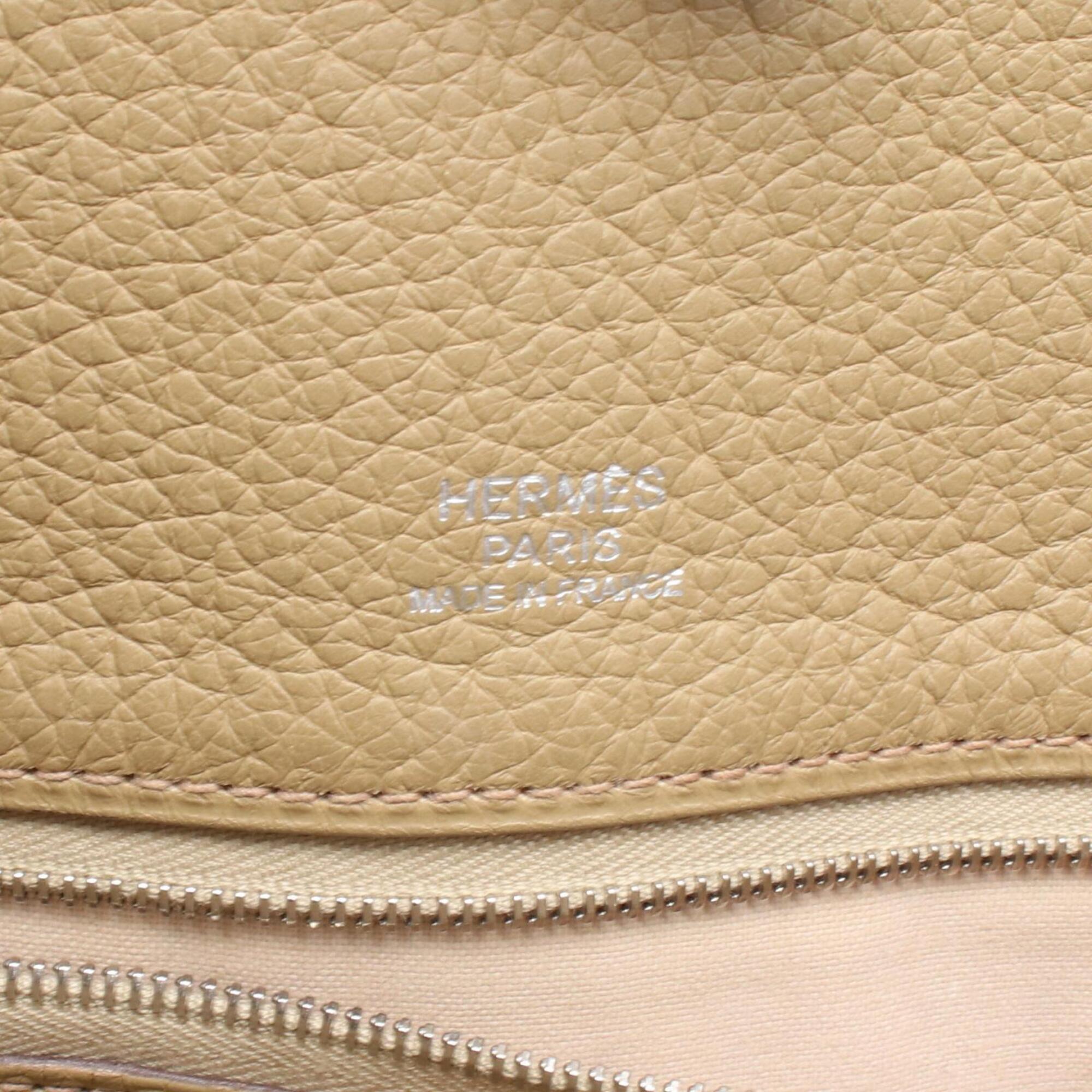 Hermes Brown Taurillon Clemence Leather Handbag Tote Bag (Pre-Owned)
