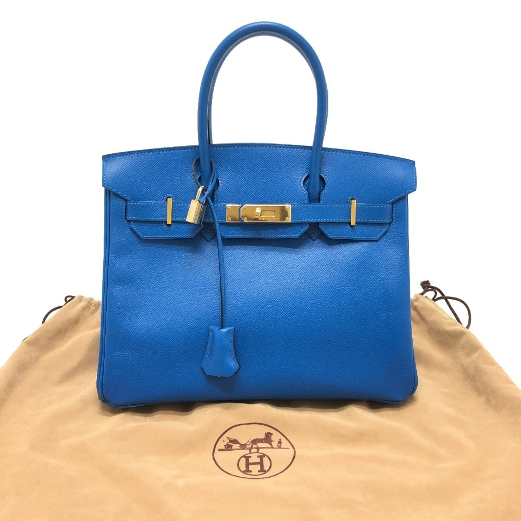 Hermes Blue Blue Hydra Epsom Leather Handbag (Pre-Owned)