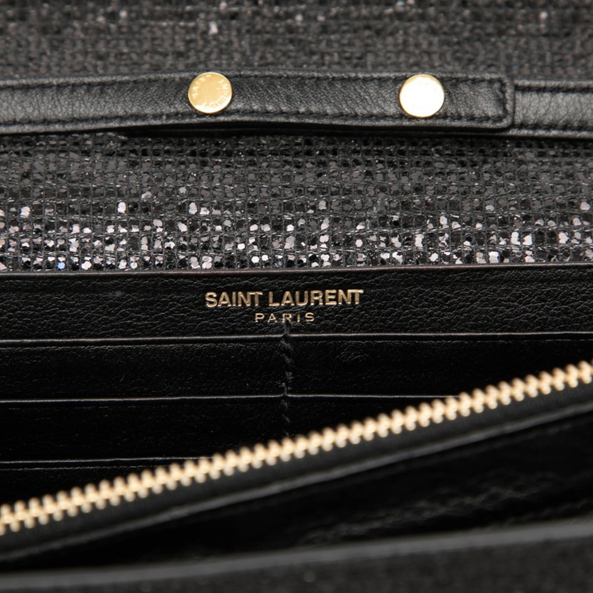 Saint Laurent Black Spangles Leather Shoulder Bag (Pre-Owned)