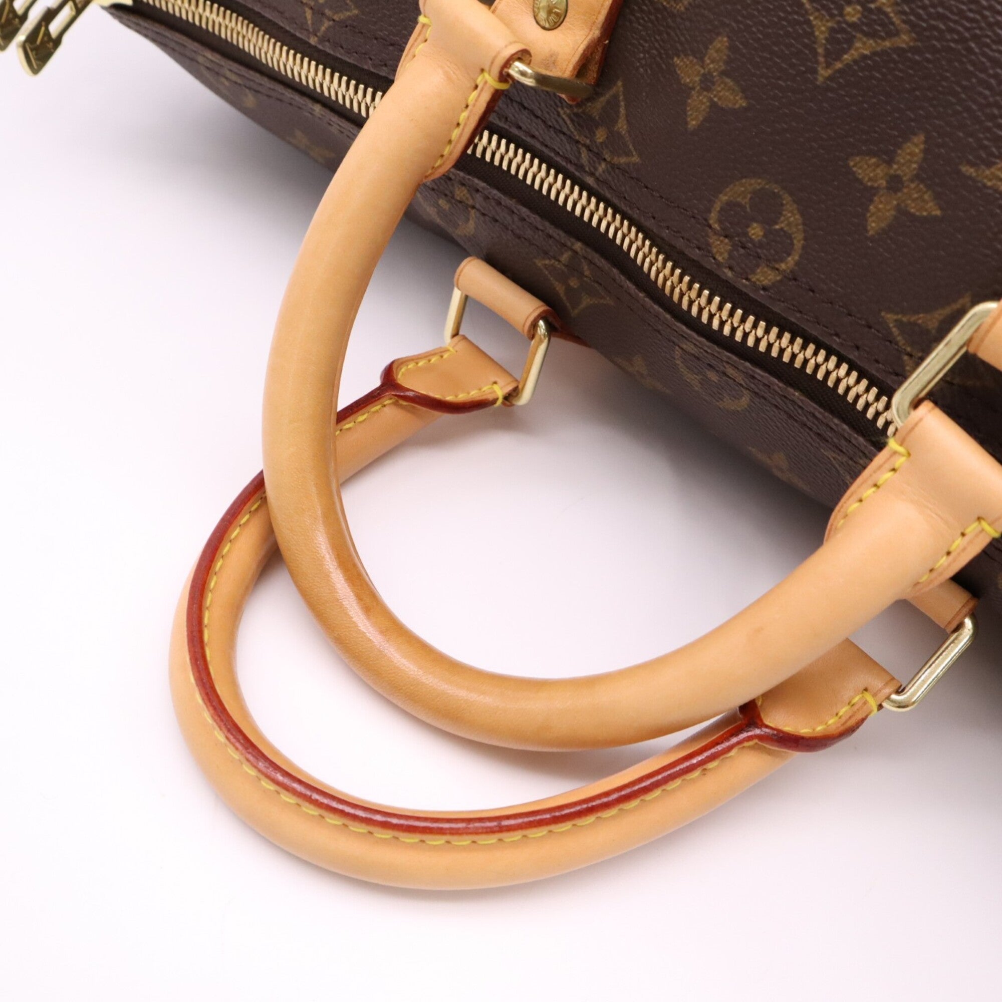 Louis Vuitton Monogram Beige Brown Coated Canvas Leather Boston Bag (Pre-Owned)