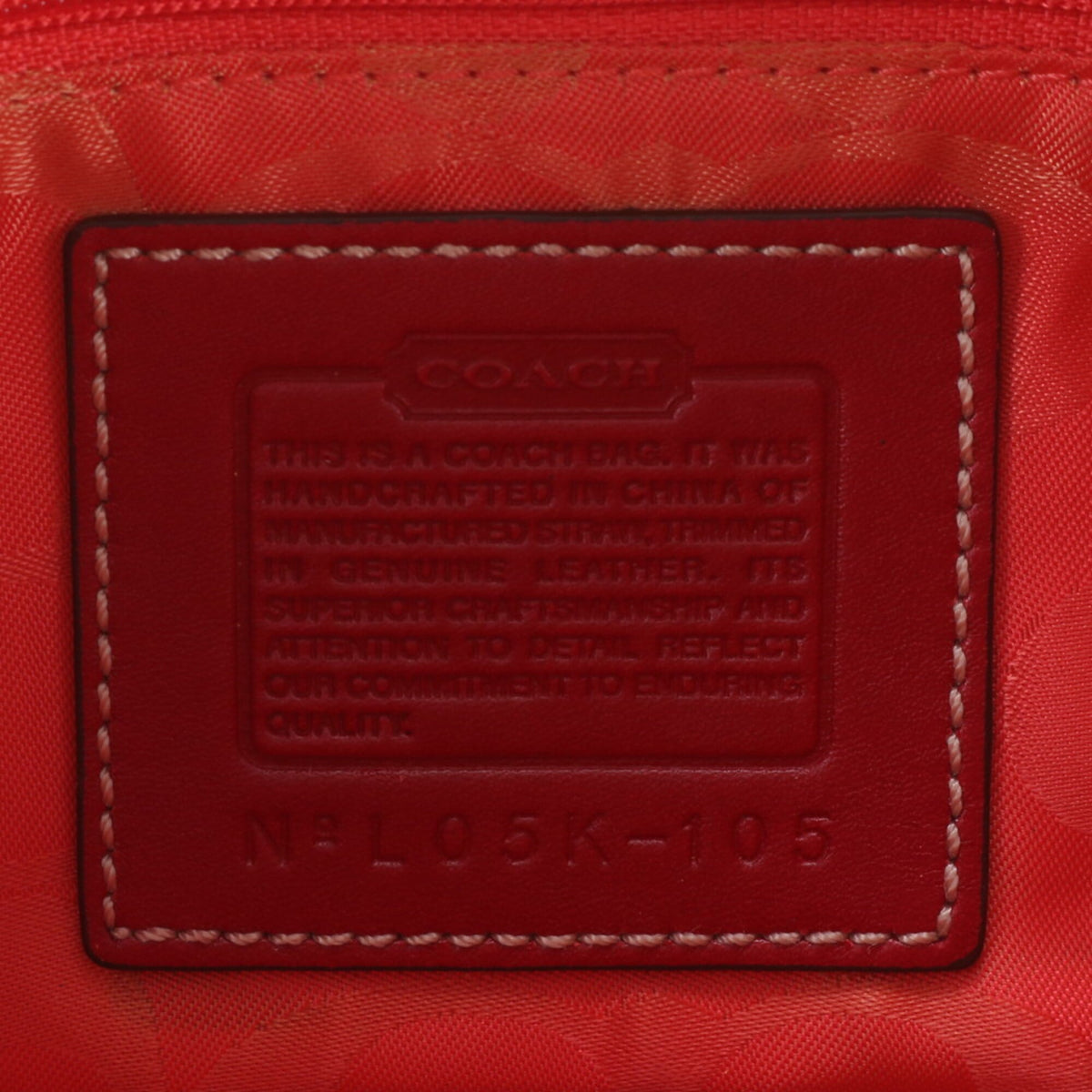 Coach Beige Red Color Leather Handbag Shoulder Bag Tote Bag (Pre-Owned)