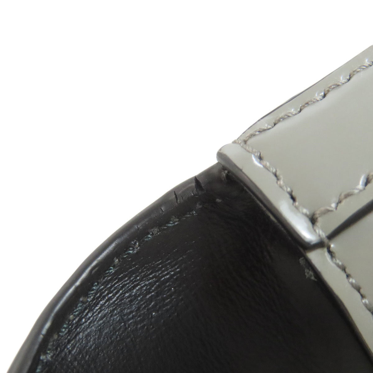 Prada Gray Leather Shoulder Bag (Pre-Owned)