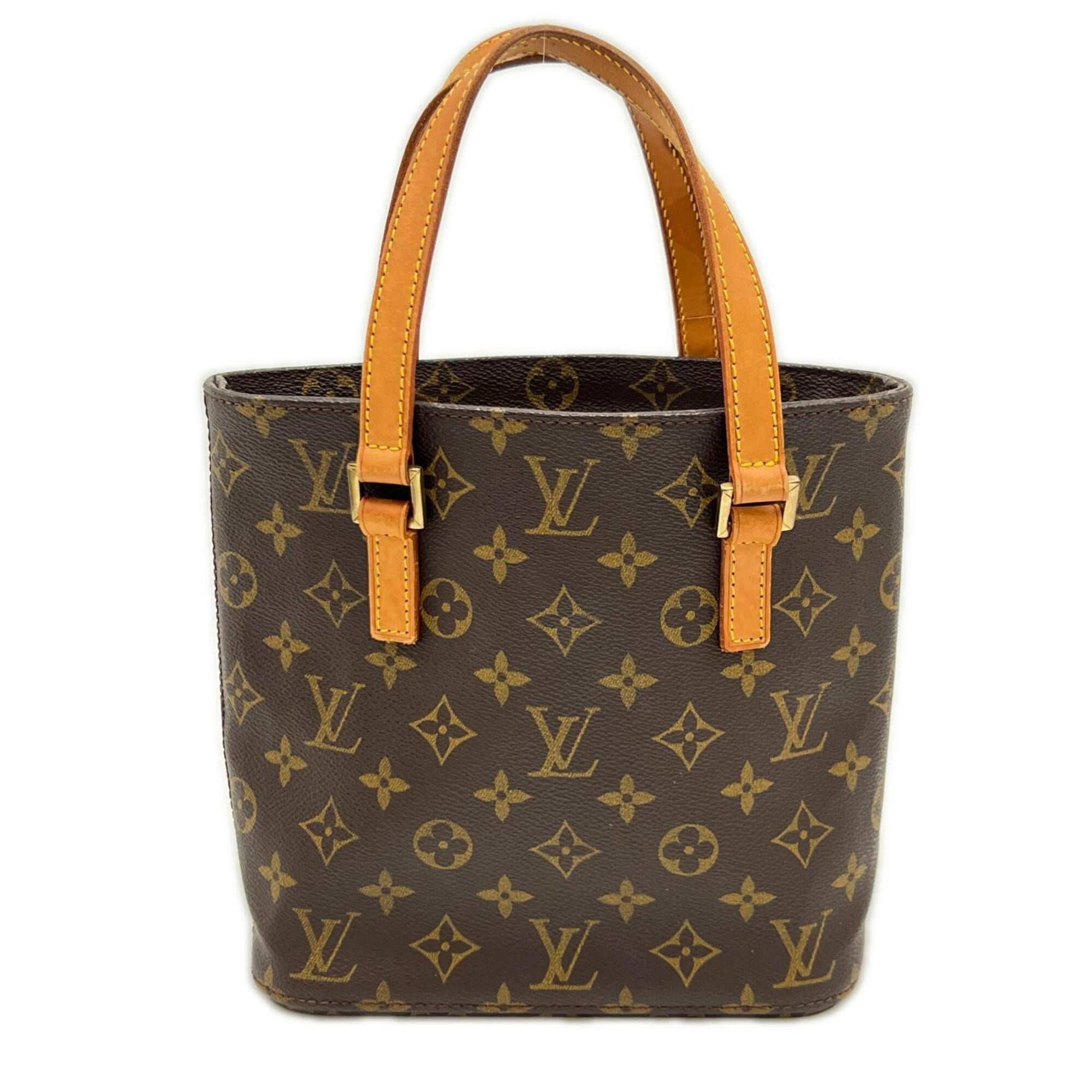 Louis Vuitton Beige Brown Coated Canvas Leather Handbag (Pre-Owned)