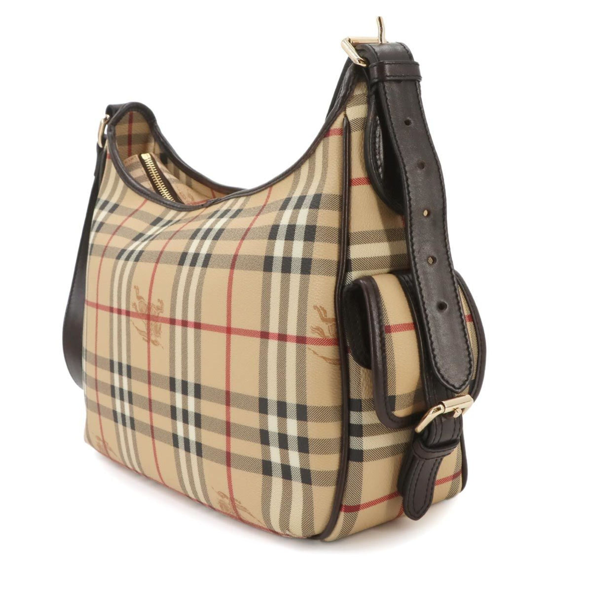 Burberry Beige Brown Pvc Leather Handbag Shoulder Bag (Pre-Owned)