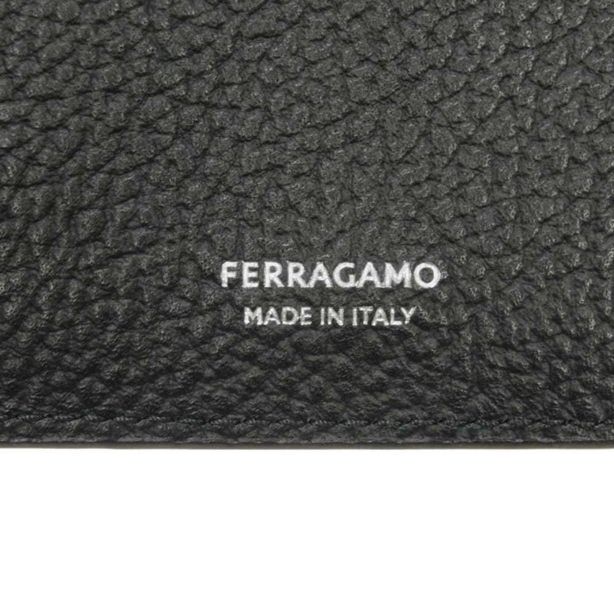 Salvatore Ferragamo Gancini Black Leather Long Wallet (Bi-Fold) (Pre-Owned)