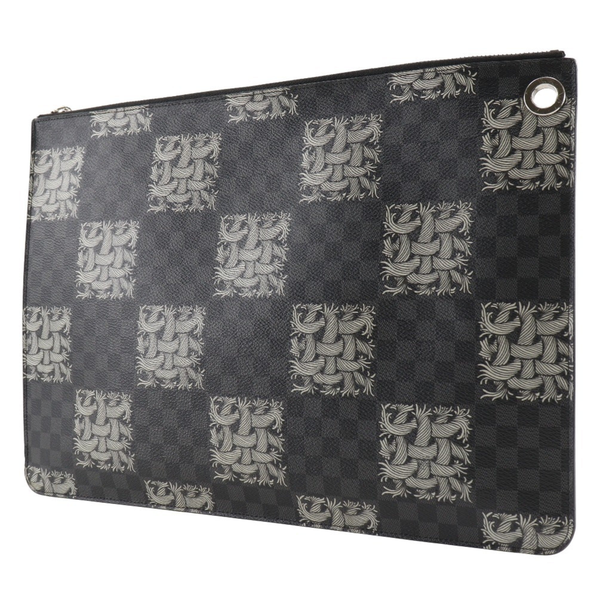 Louis Vuitton Black Damier Graphite Canvas Clutch Bag Pochette (Pre-Owned)