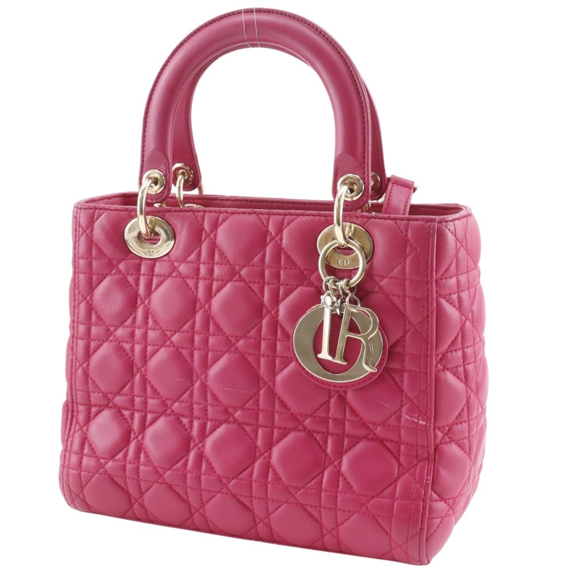 Christian Dior Lady Dior Pink Leather Handbag (Pre-Owned)