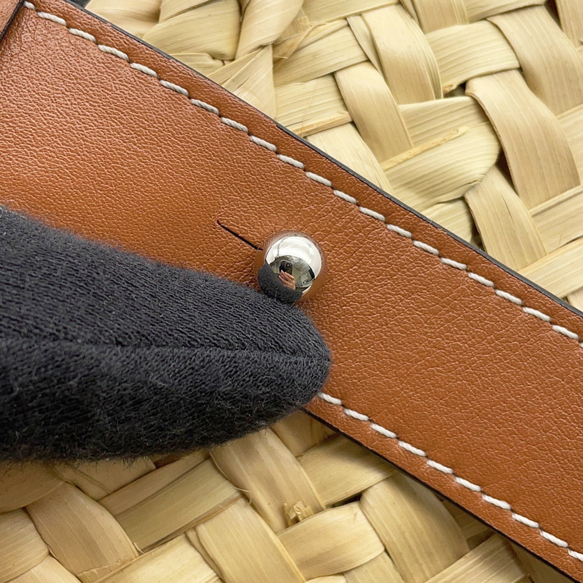 Loewe Brown Raffia Leather Basket Handbag (Pre-Owned)