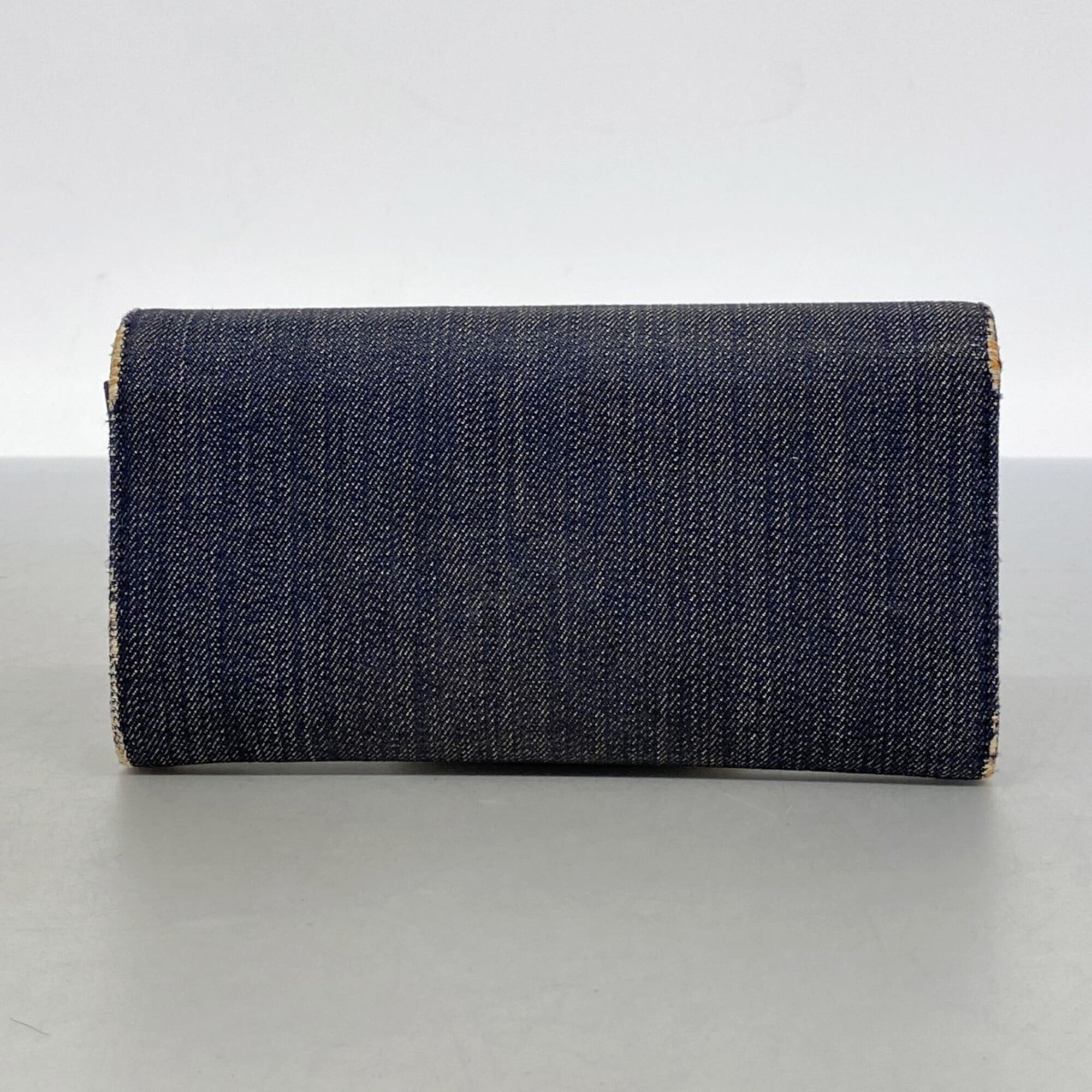Chanel Black Orange Denim Long Wallet (Bi-Fold) (Pre-Owned)