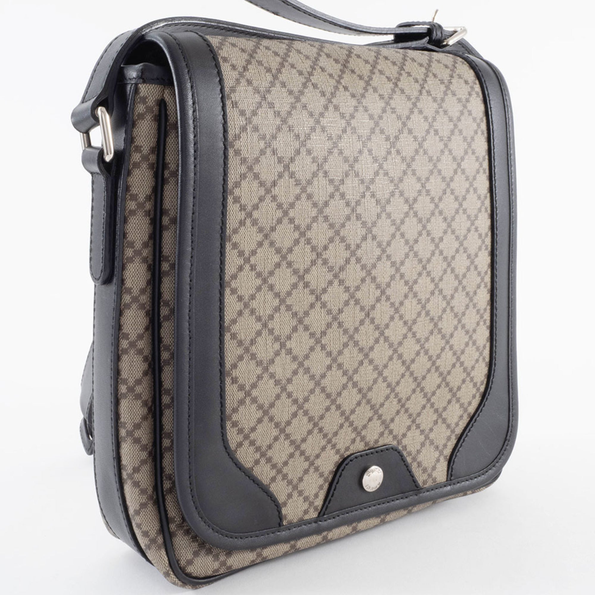 Gucci Beige Black Pvc Leather Shoulder Bag (Pre-Owned)