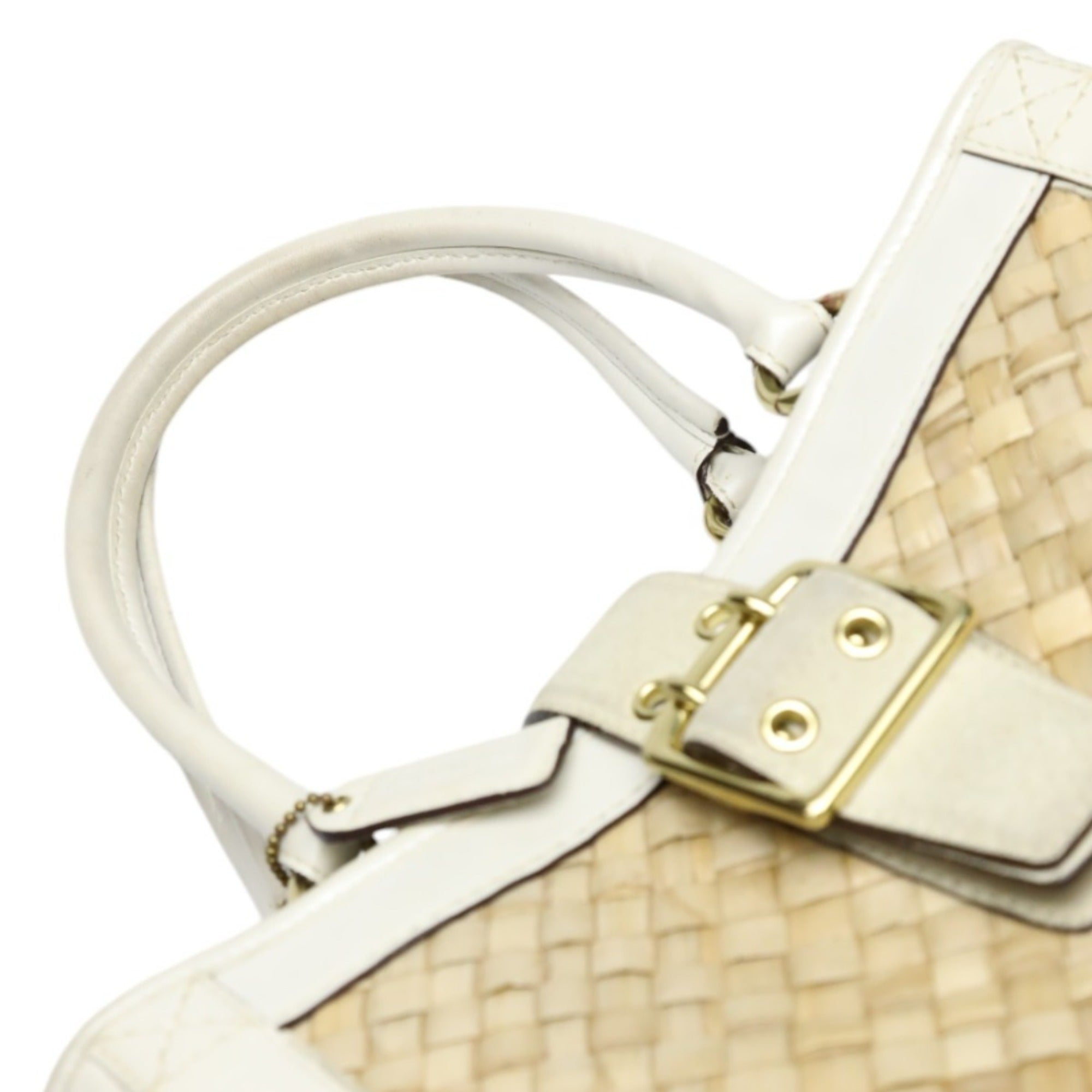 Coach White Leather Handbag Tote Bag (Pre-Owned)