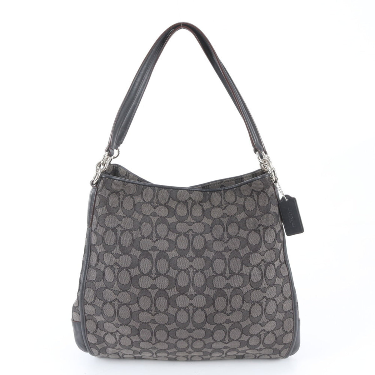 Coach Black Leather Canvas Handbag Shoulder Bag Tote Bag (Pre-Owned)