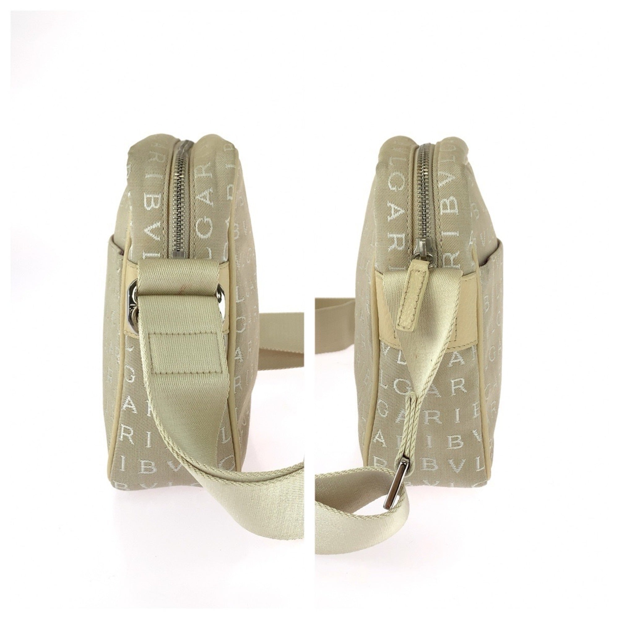 Bvlgari Beige Canvas Leather Shoulder Bag (Pre-Owned)