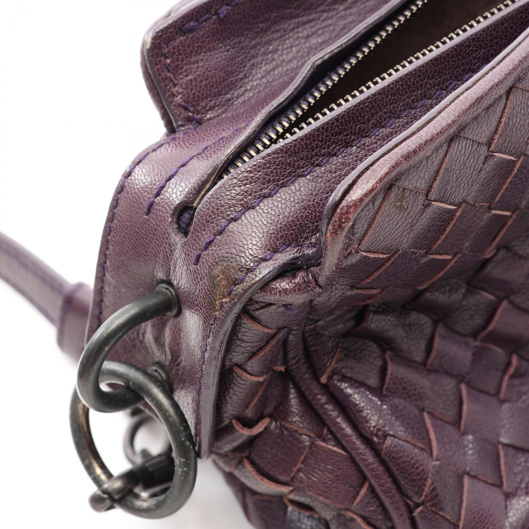 Bottega Veneta Intrecciato Purple Leather Handbag Shoulder Bag (Pre-Owned)