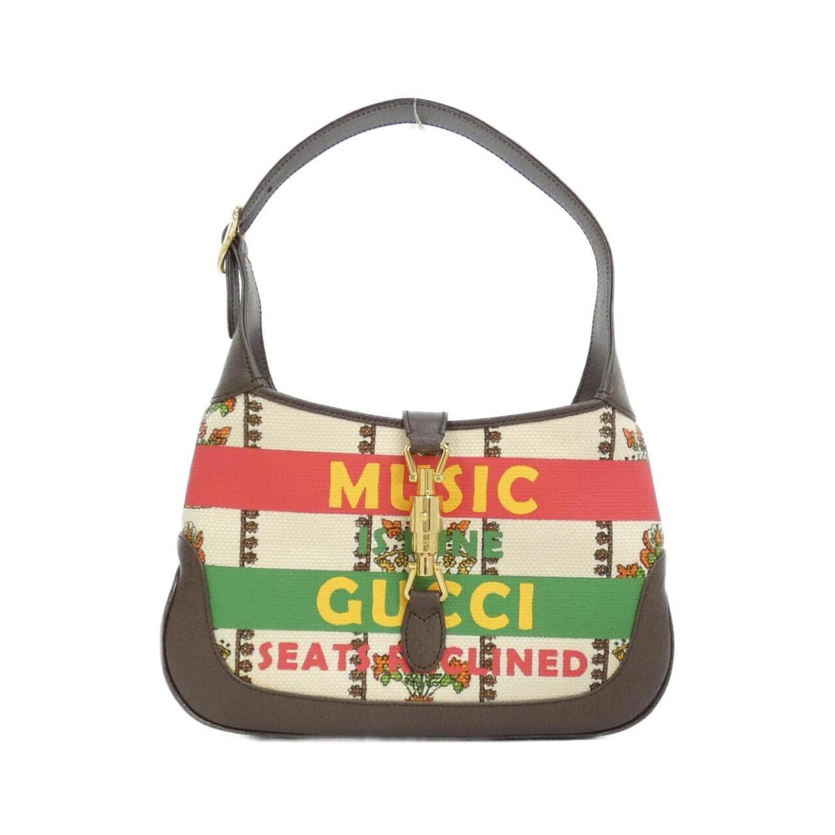 Gucci Brown Ivory Canvas Leather Shoulder Bag (Pre-Owned)