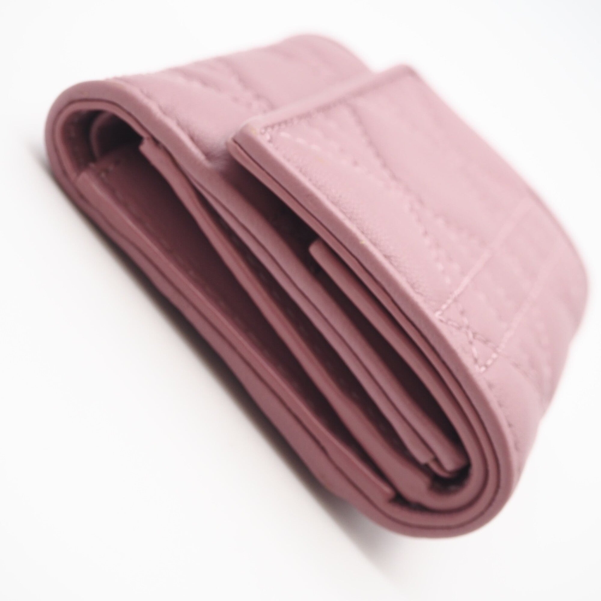 Christian Dior Lady Dior Pink Leather Wallet (Tri-Fold) (Pre-Owned)